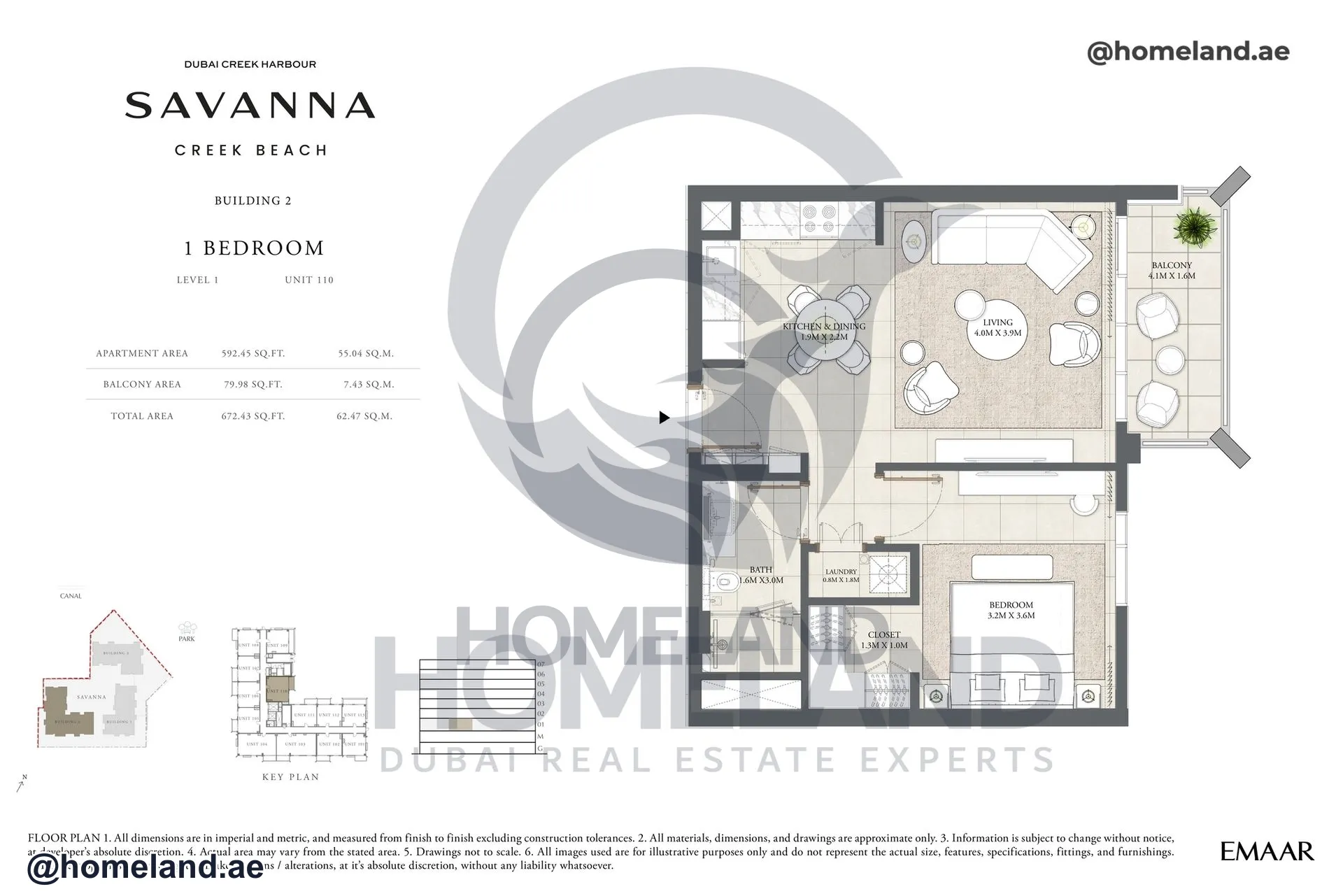 Savanna, Building 2, 1 BR, Level 1, Unit 110, 672 SQFT