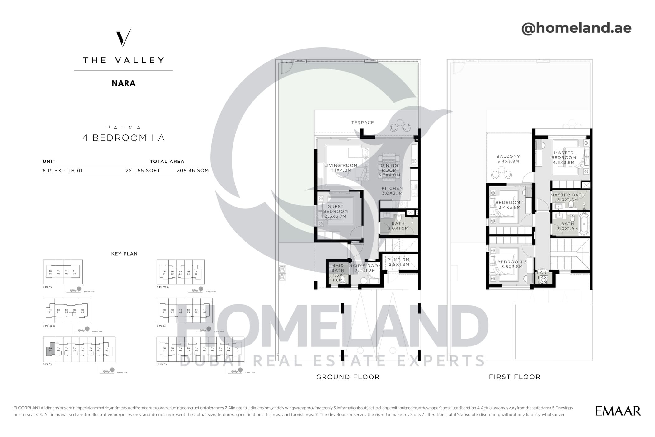 The Valley, Nara, Palma, 4 BR, Type A, Unit 8 Plex - TH 01. 2211 SQFT