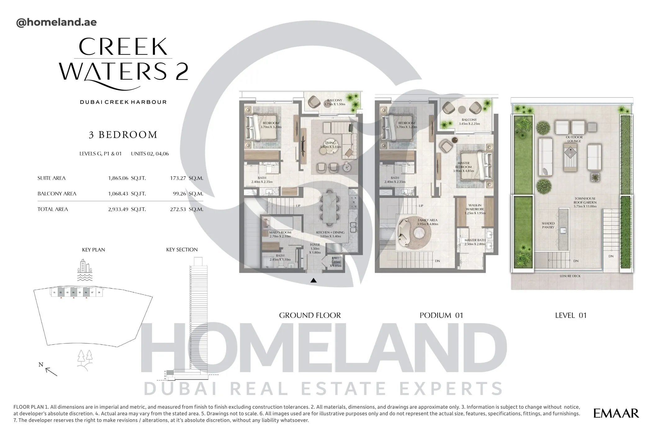 Creek Waters 2, 3BR, Levels G,P1&01, Unit 02-04-06, 2933 SQFT
