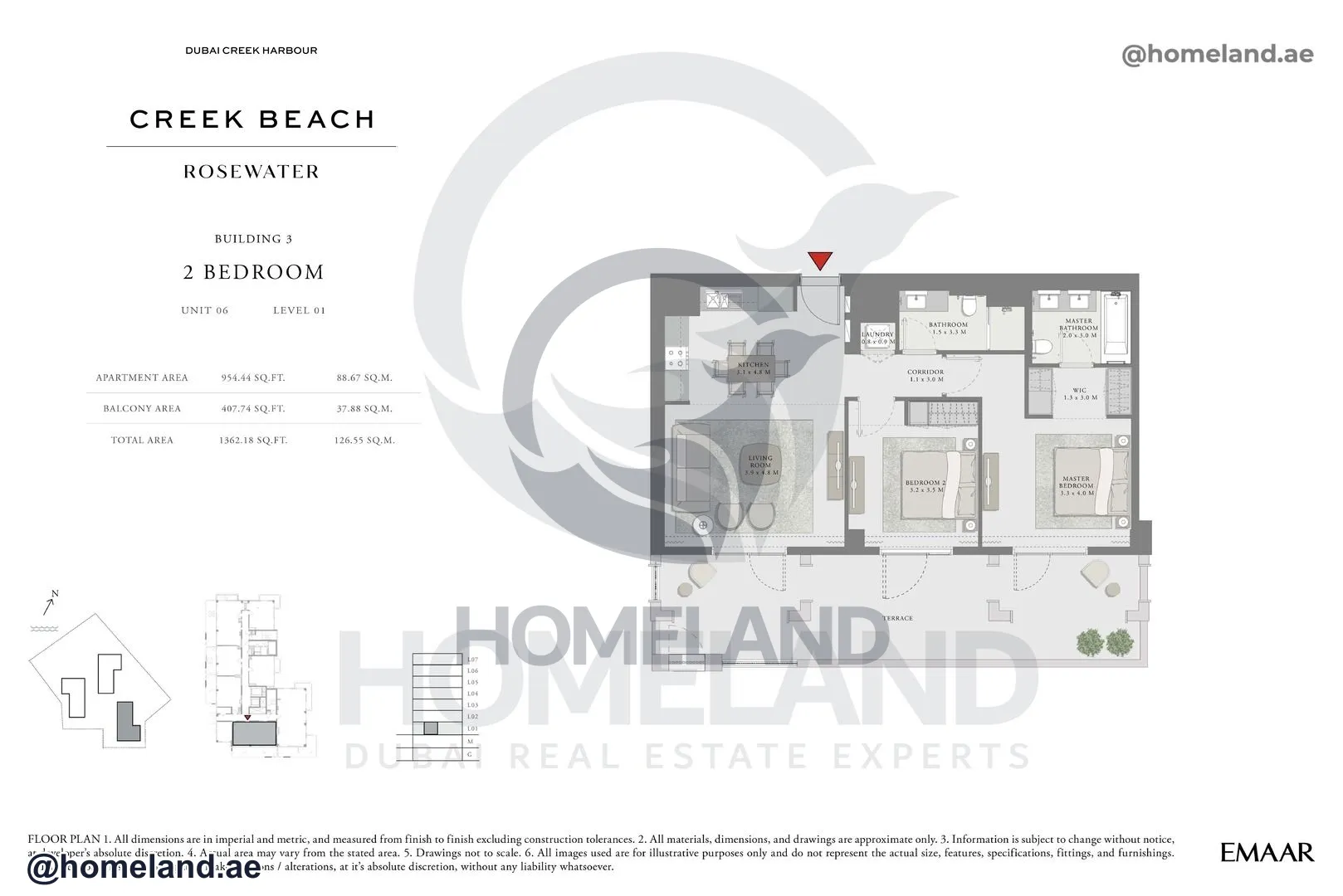 Rosewater, Building 3, 2 BR, Unit 06, Level 1, 1362 SQFT
