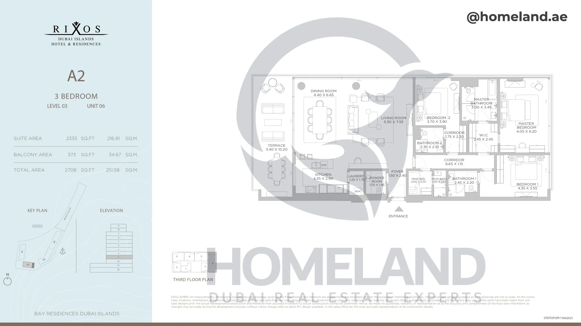 Rixos, A2, 3 BR, Level 3, Unit 06, 2708 SQFT