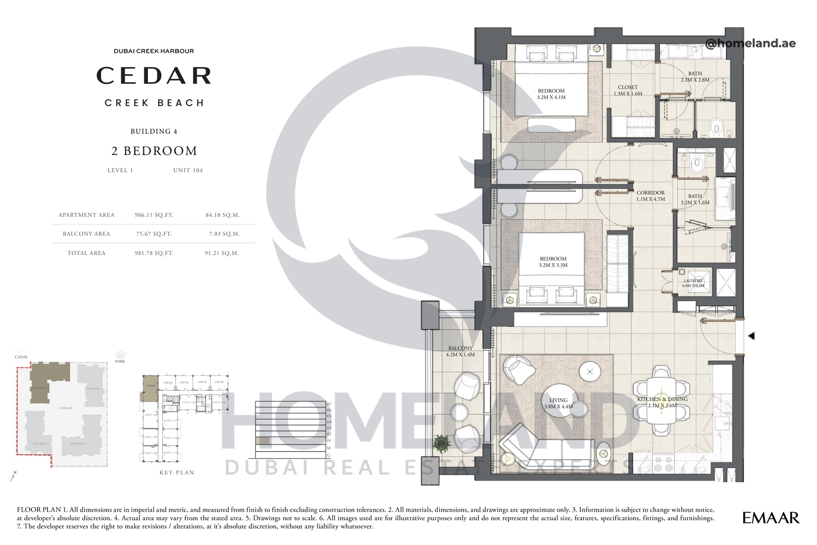 Cedar, Building 4, 2 BR, Level 1, Unit 104, 981 SQFT