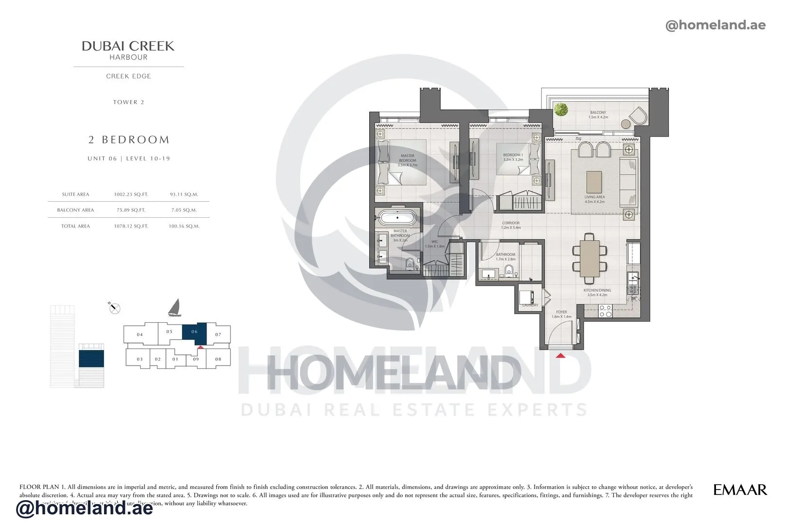 Creek Edge, Tower 2, 2 BR, Unit 06, Level 10-19, 1078 SQFT
