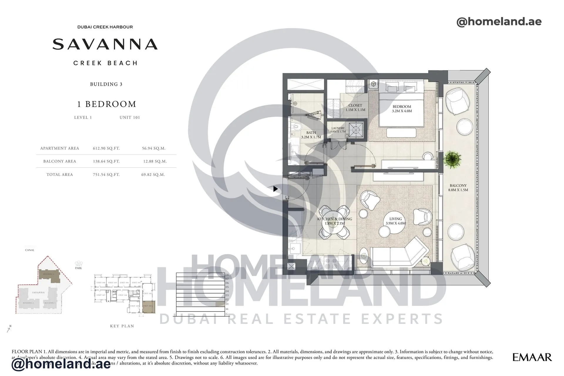Savanna, Building 3, 1 BR, Level 1, Unit 101, 751 SQFT