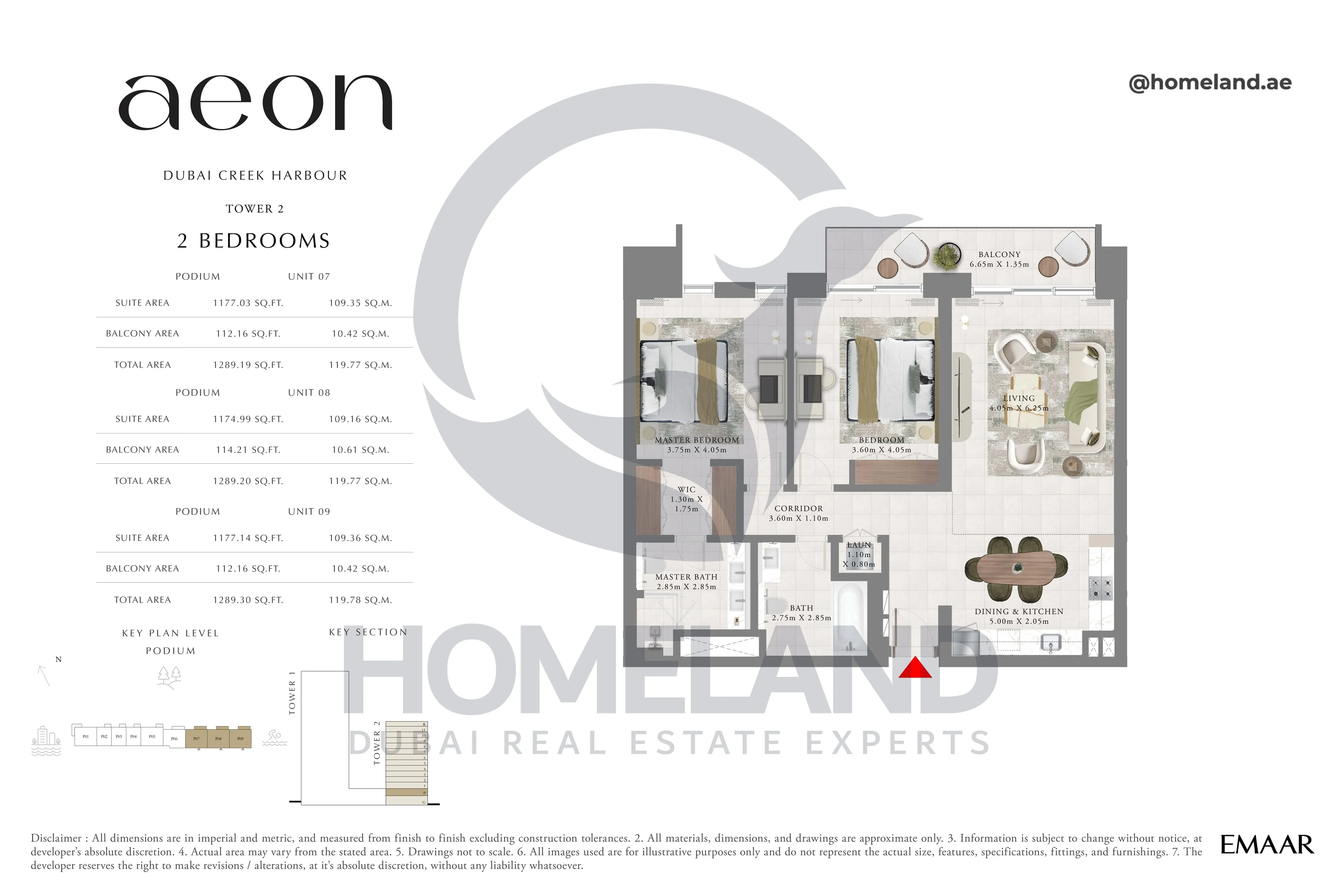 Aeon, Tower 2, 2 BR, Podium Level, Unit 07-08-09, 1289 SQFT