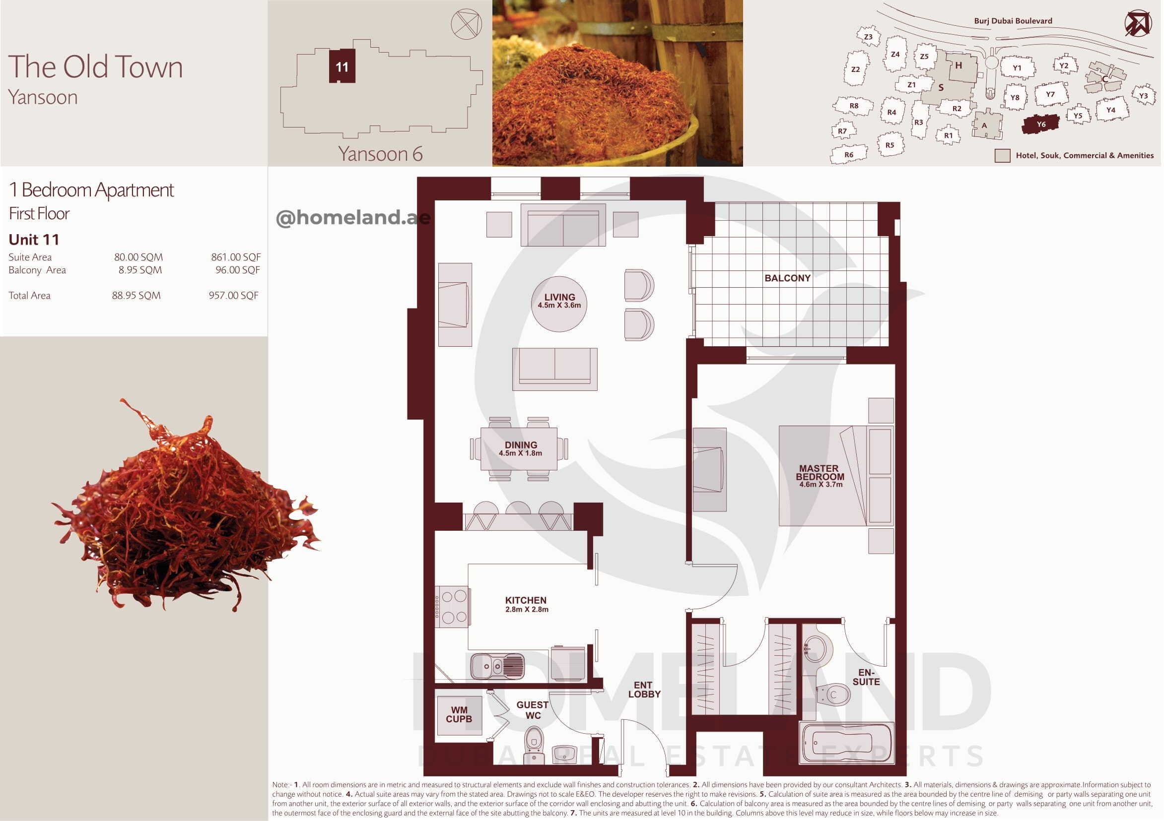 The Old Town Yansoon 6, First Floor, 1 BR, Unit 11, 957 SQFT