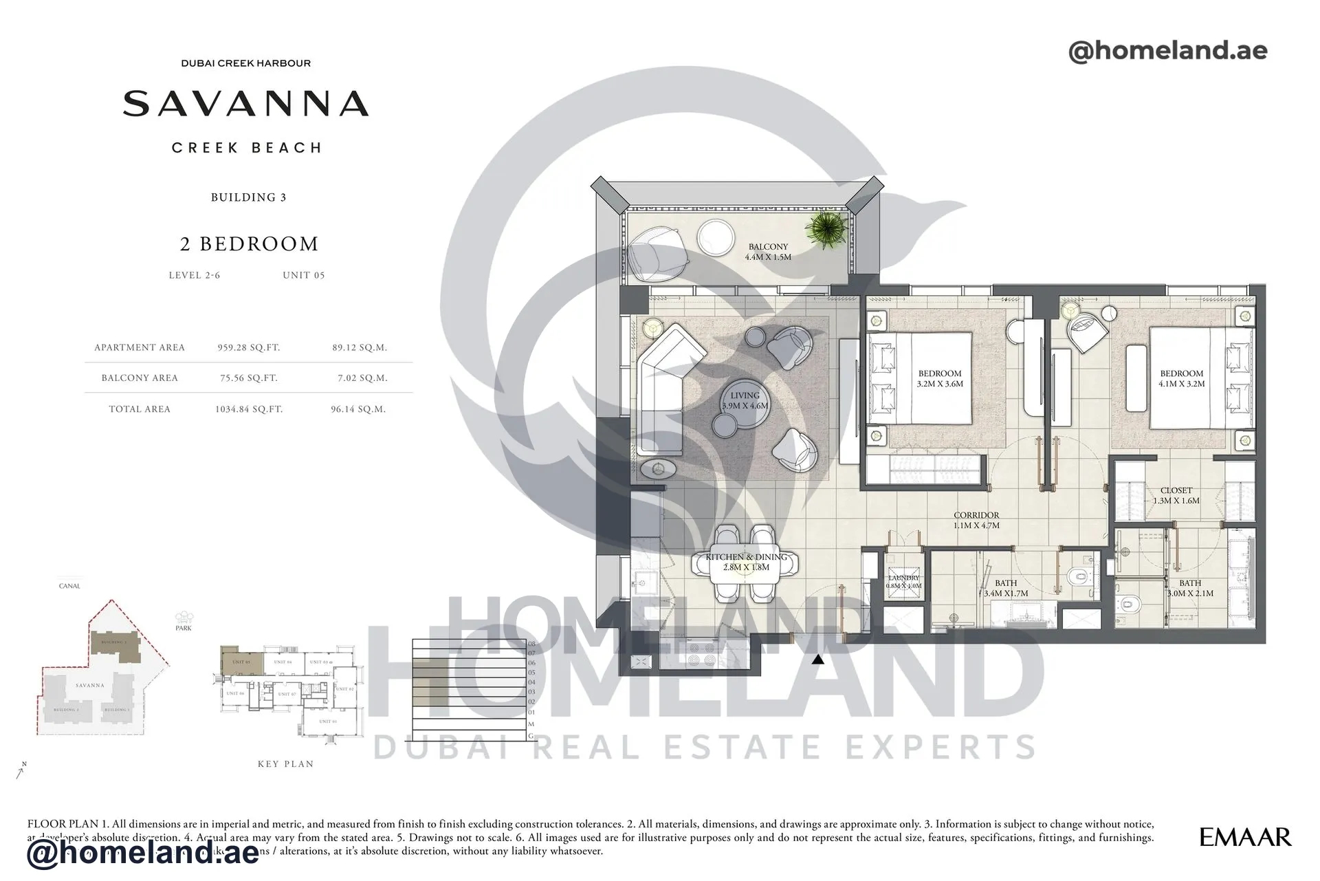 Savanna, Building 3, 2 BR, Level 2-6, Unit 04, 1011 SQFT