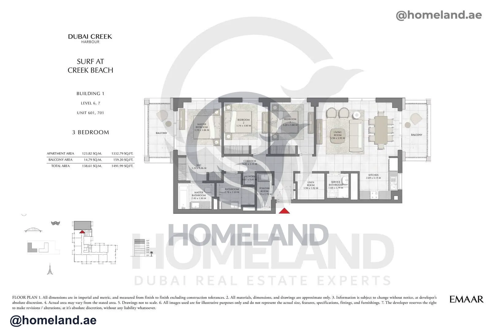 Surf, Building 1, Level 6-7, Unit 601-701, 3 BR, 1491 SQFT