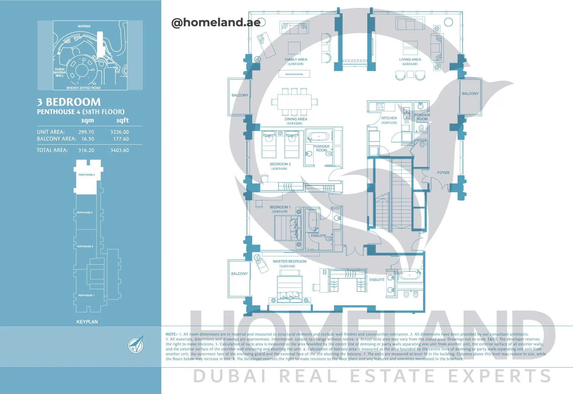 Address Marina Mall Hotel, 3 BR, Penthouse 4, Floor 38, 3403 SQFT