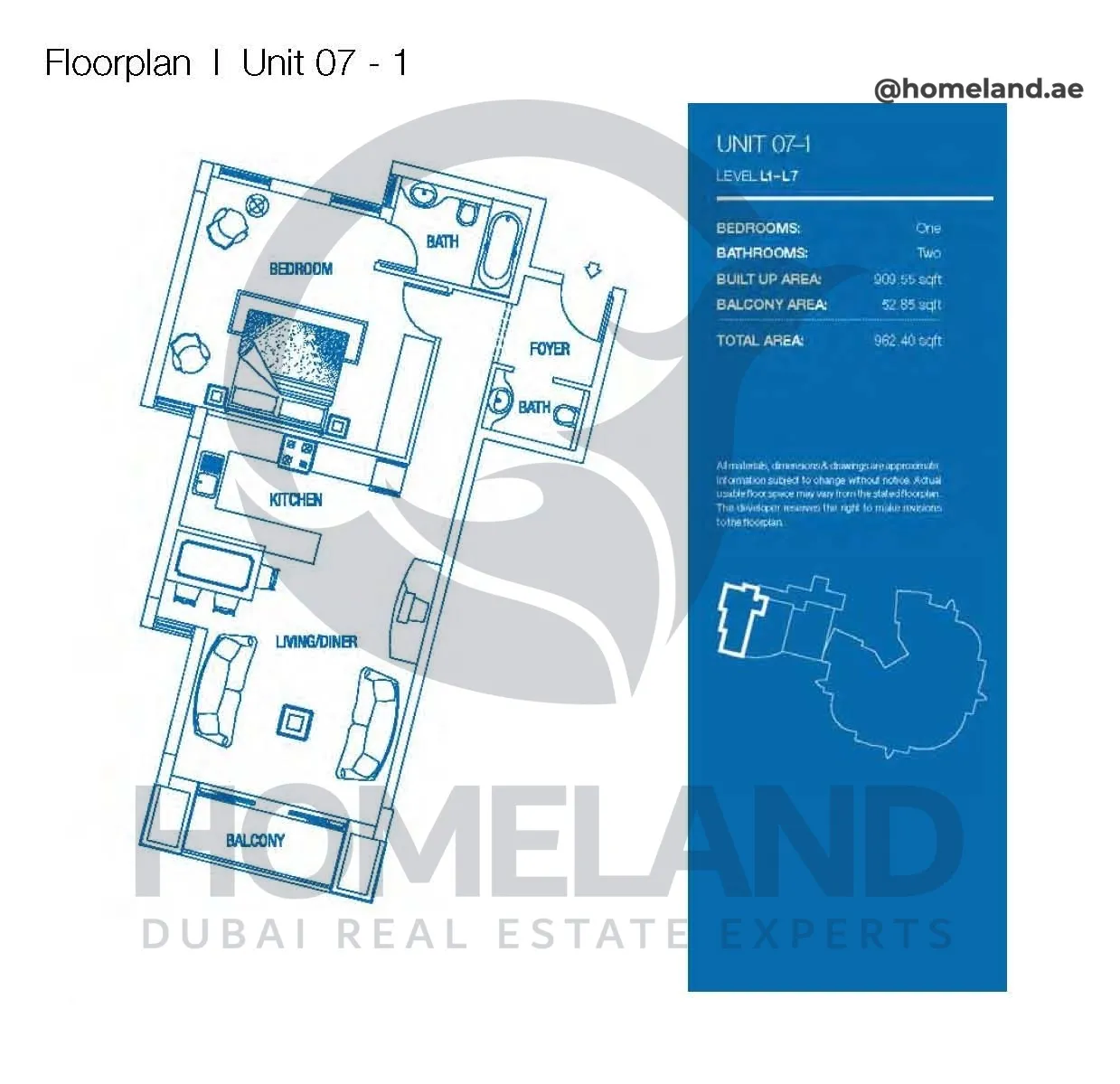 Atlantic Tower, 1 BR, Level L1-L7, Unit 07-1, 962 SQFT