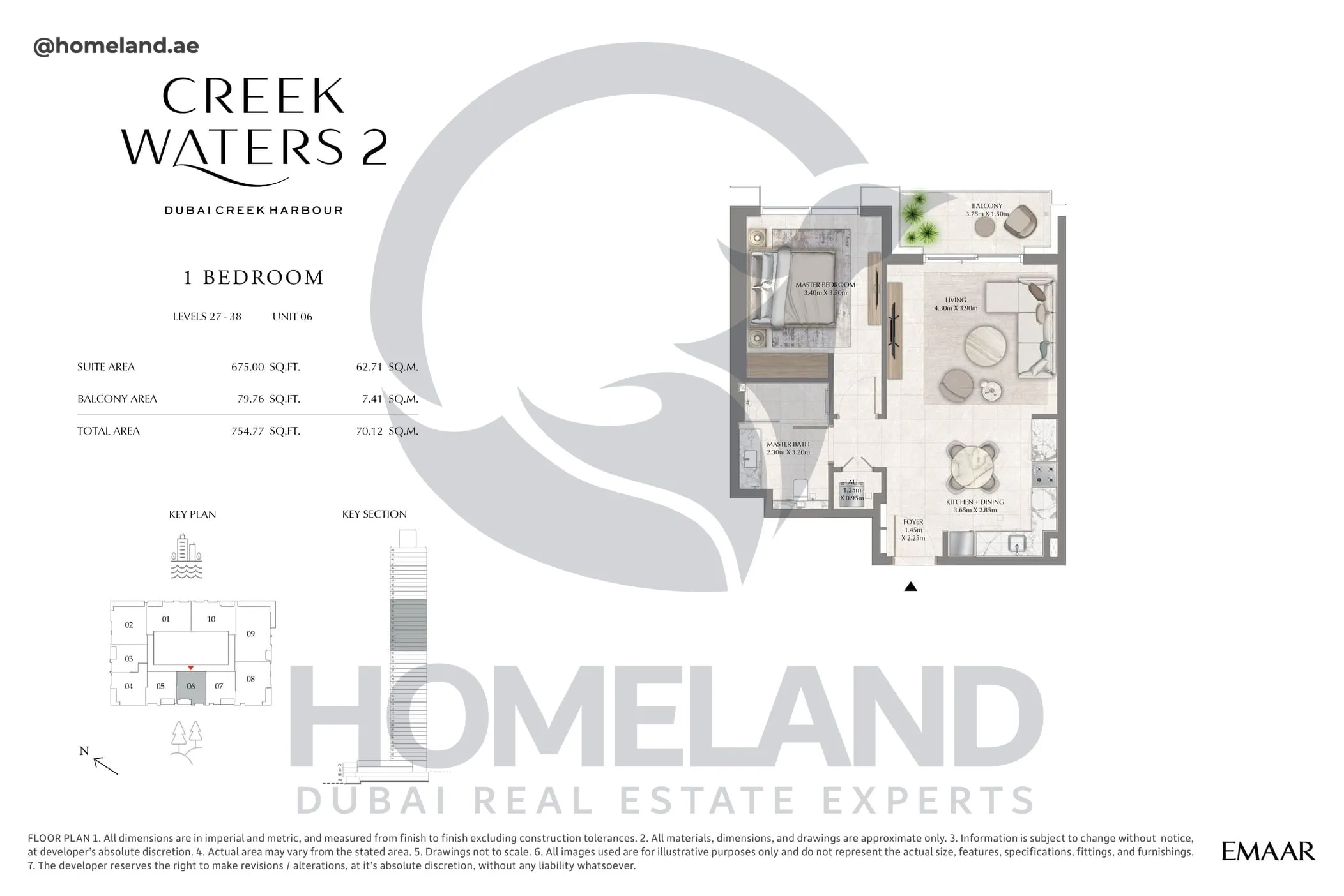 Creek Waters 2, 1BR, Levels 27-38, Unit 06, 754 SQFT
