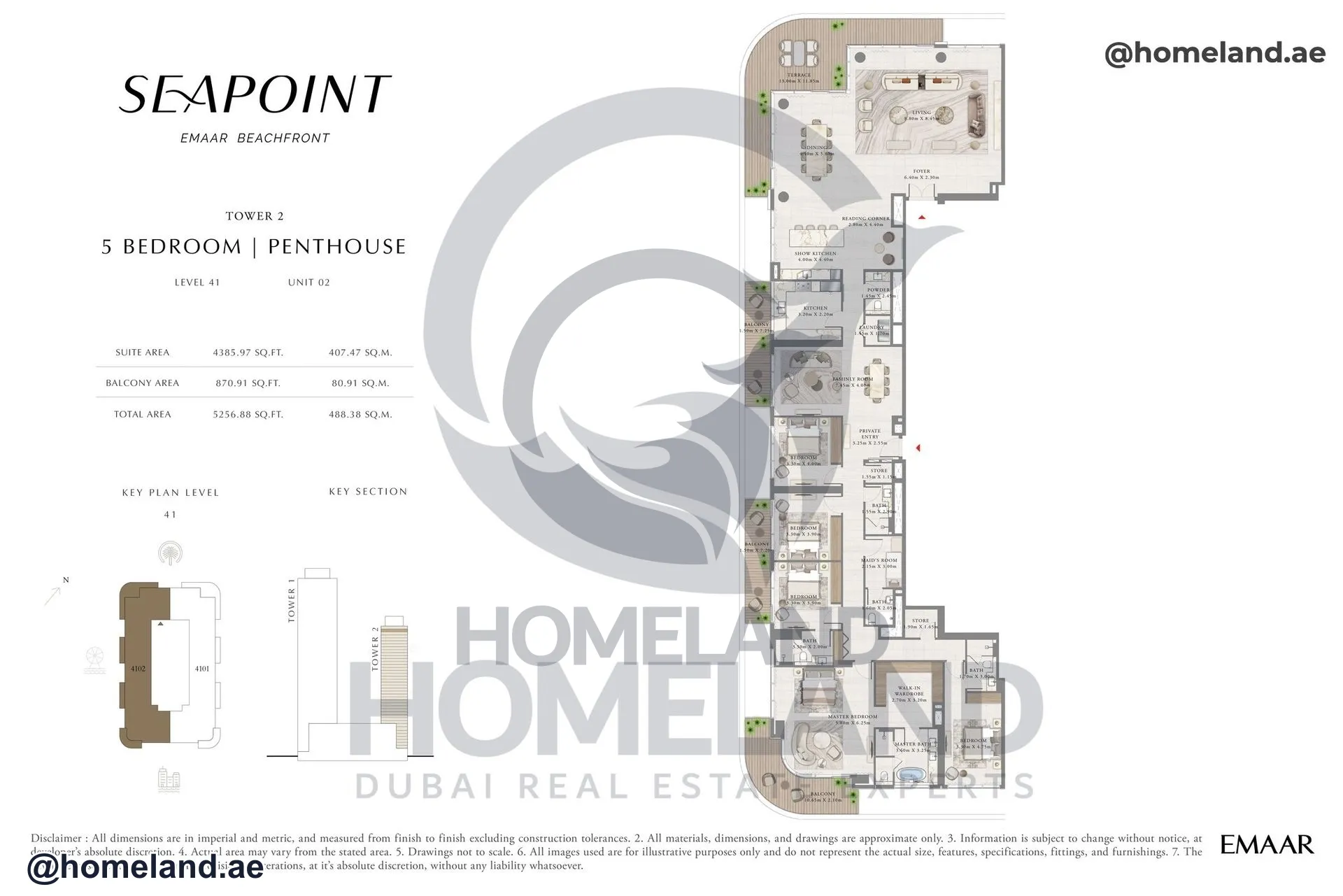 Seapoint Tower 2, 5 BR Penthouse, Level 41, Unit 02, 5256 SQFT