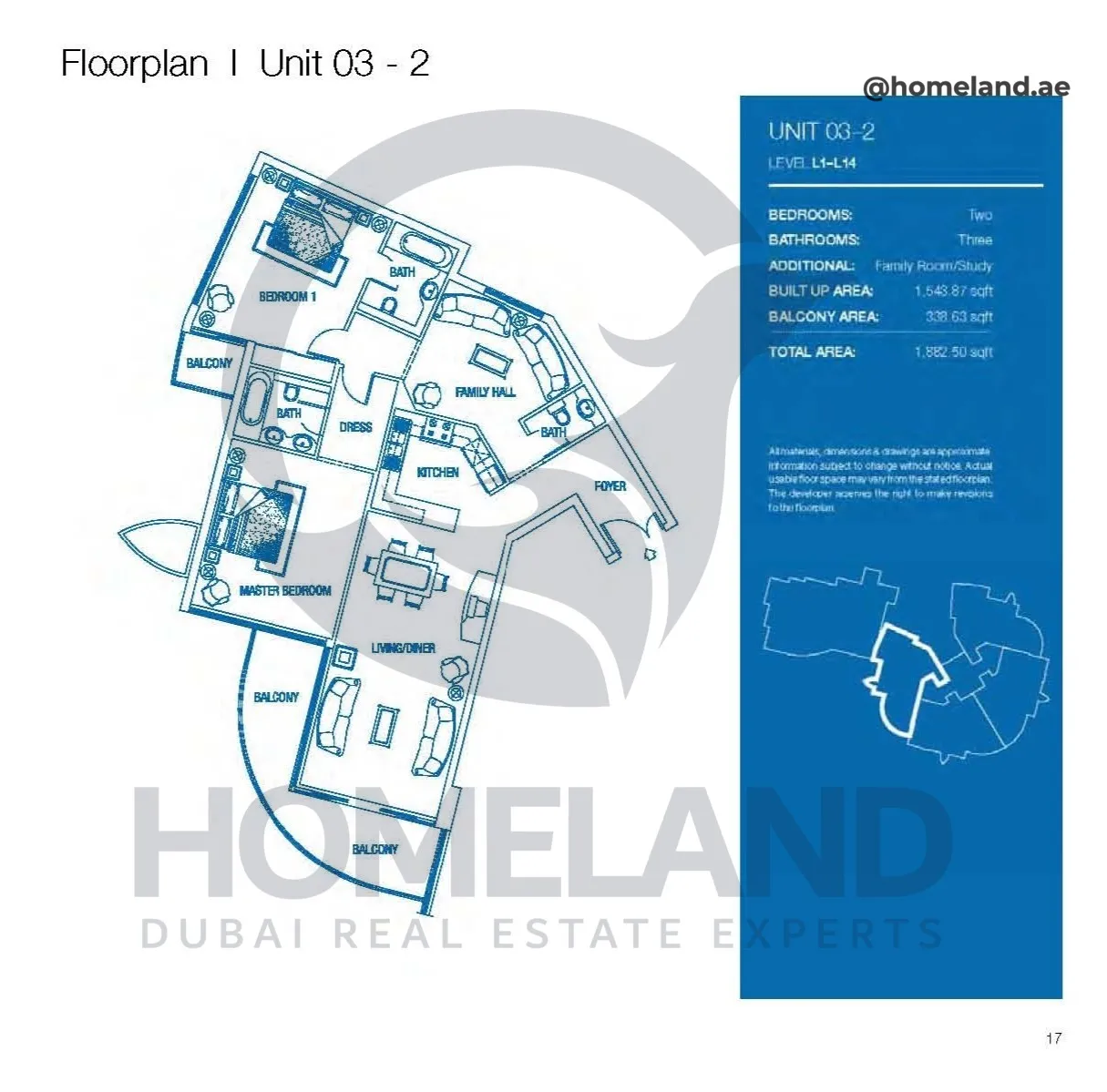 Atlantic Tower, 2 BR, Level L1-L14, Unit 03-2, 1882 SQFT