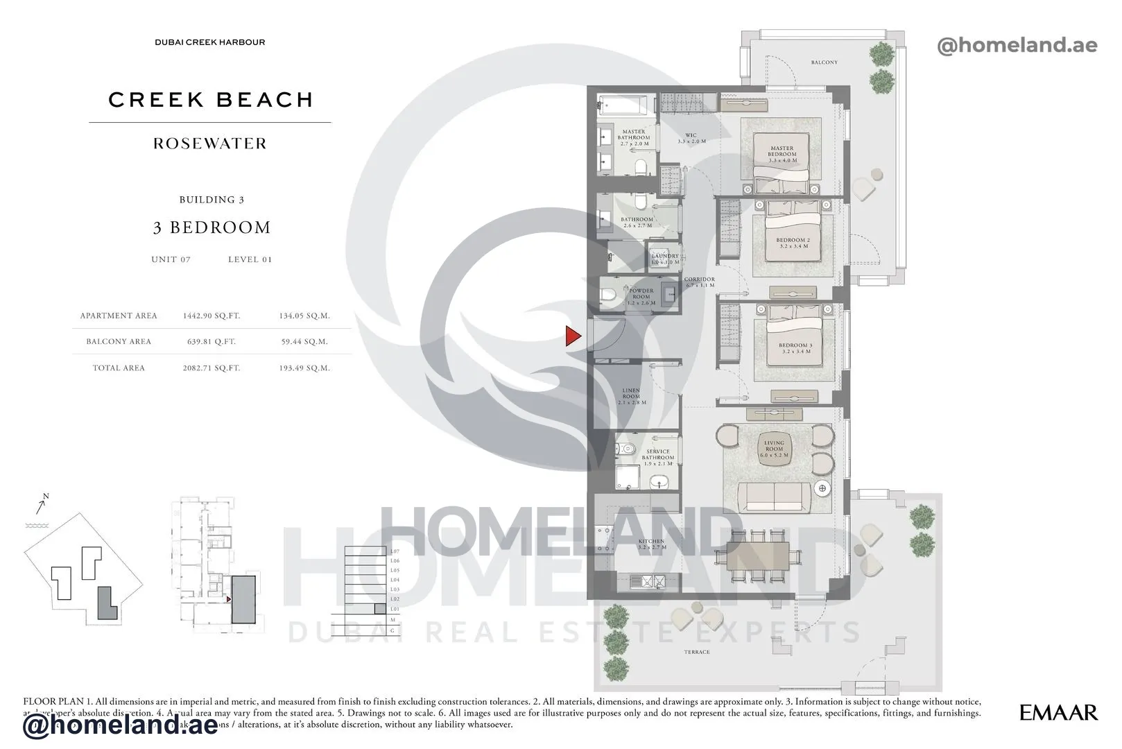 Rosewater, Building 3, 3 BR, Unit 07, Level 1, 2082 SQFT