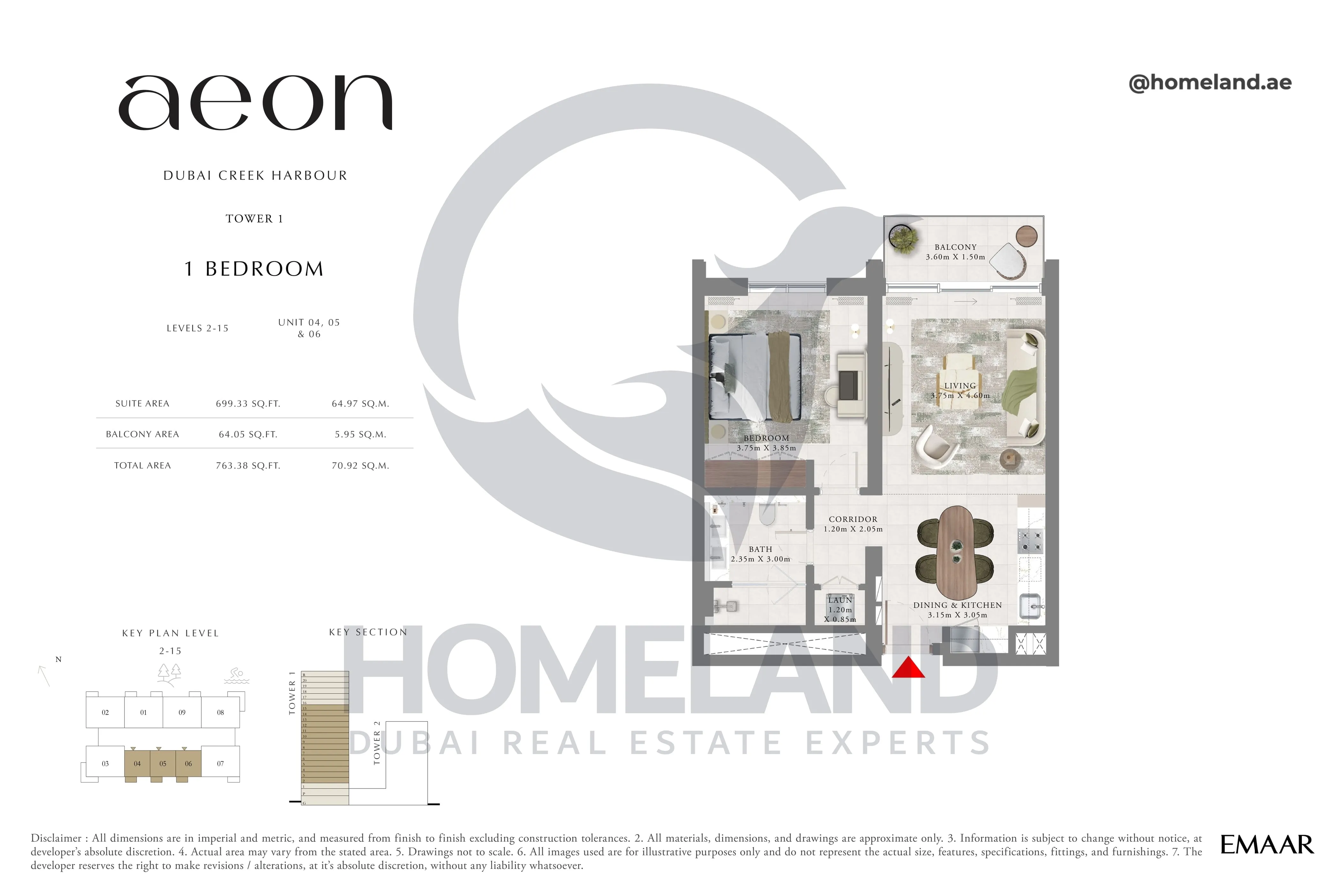 Aeon, Tower 1, 1 BR, Level 2-15, Unit 04-05-06, 763 SQFT