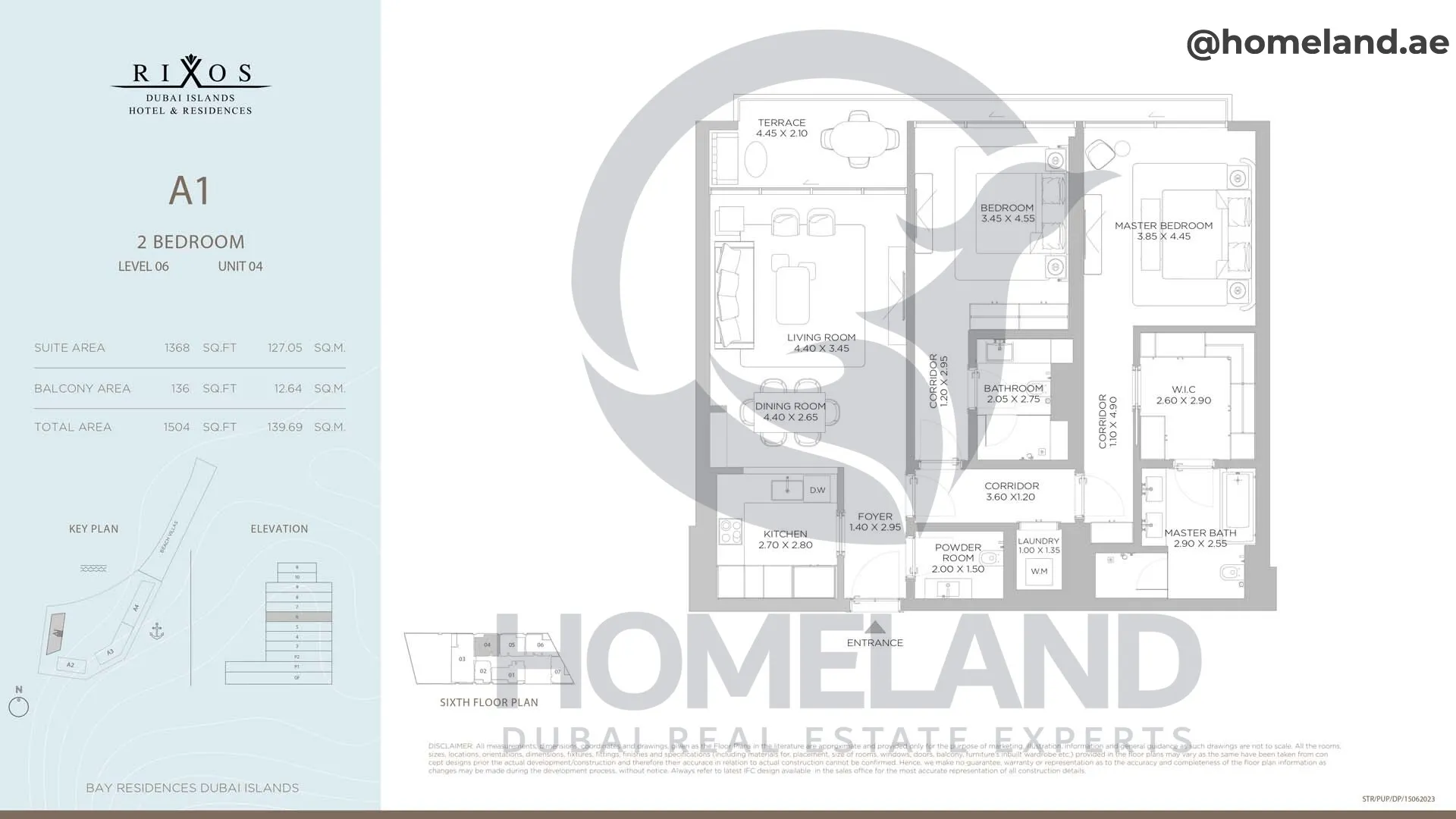 Rixos, A1, 2 BR, Level 6, Unit 04, 1504 SQFT