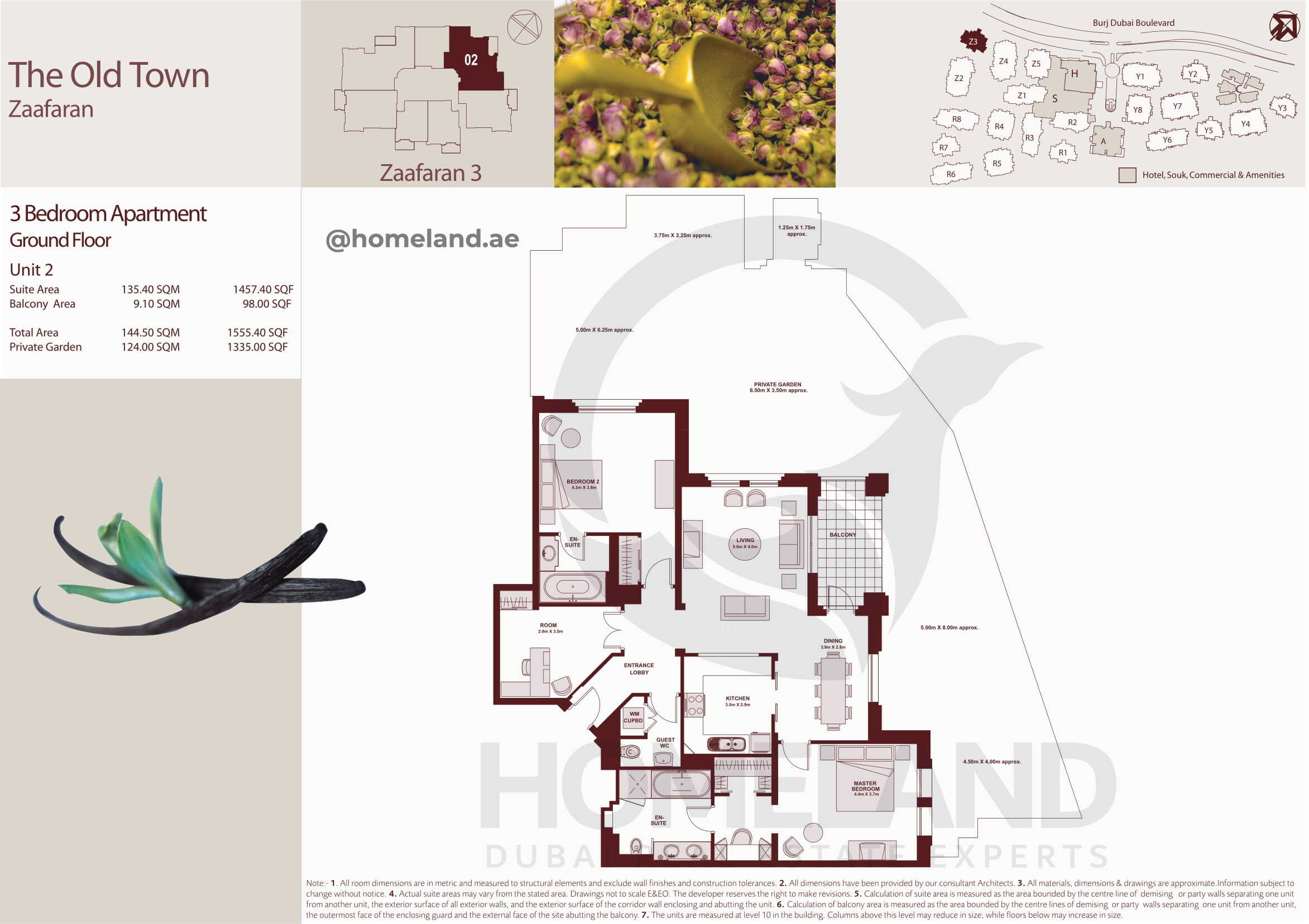 The Old Town Zaafaran 3, Ground Floor, 3 BR, Unit 2, 1555+Garden SQFT