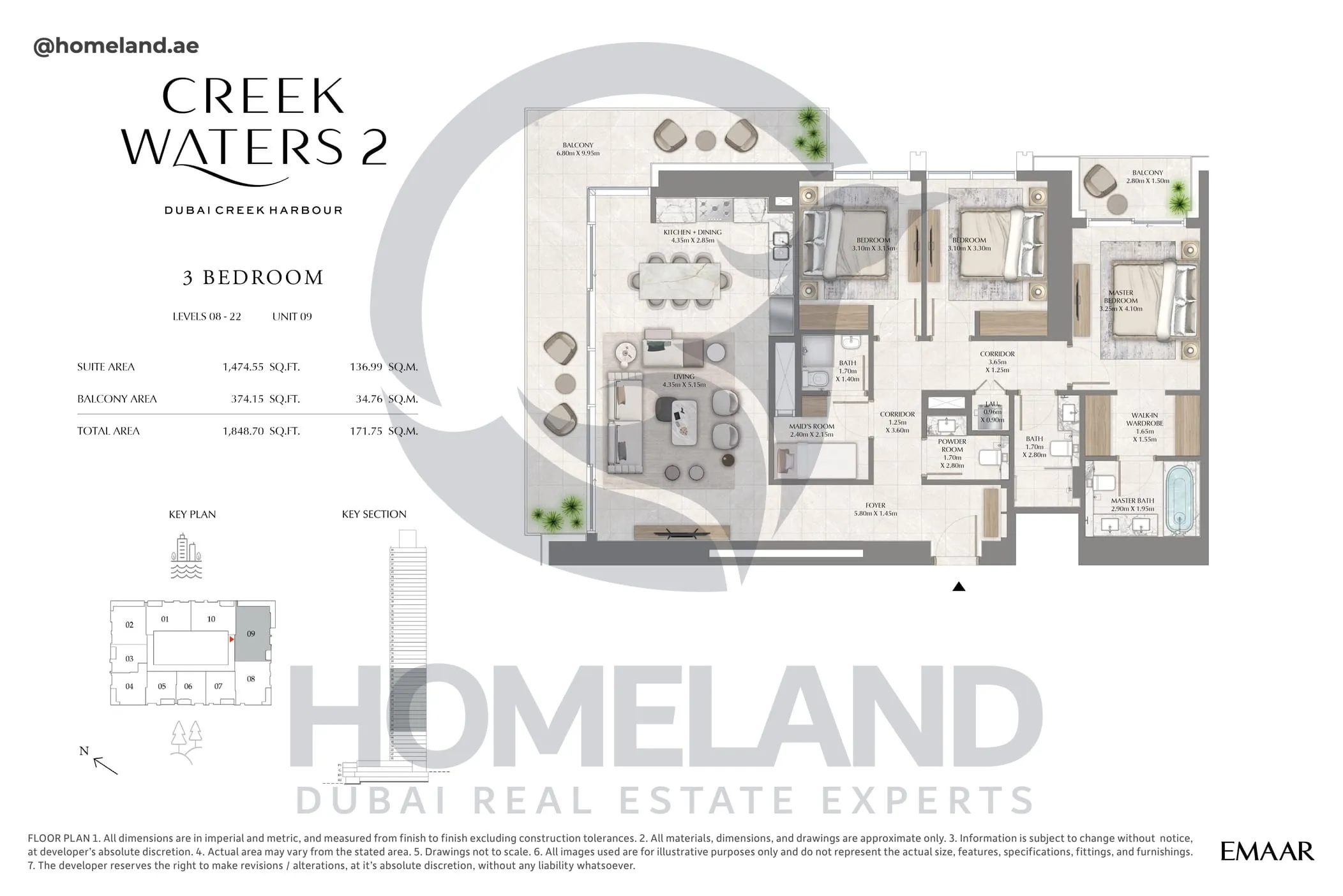 Creek Waters 2, 3BR, Levels 08-22, Unit 09, 1848 SQFT
