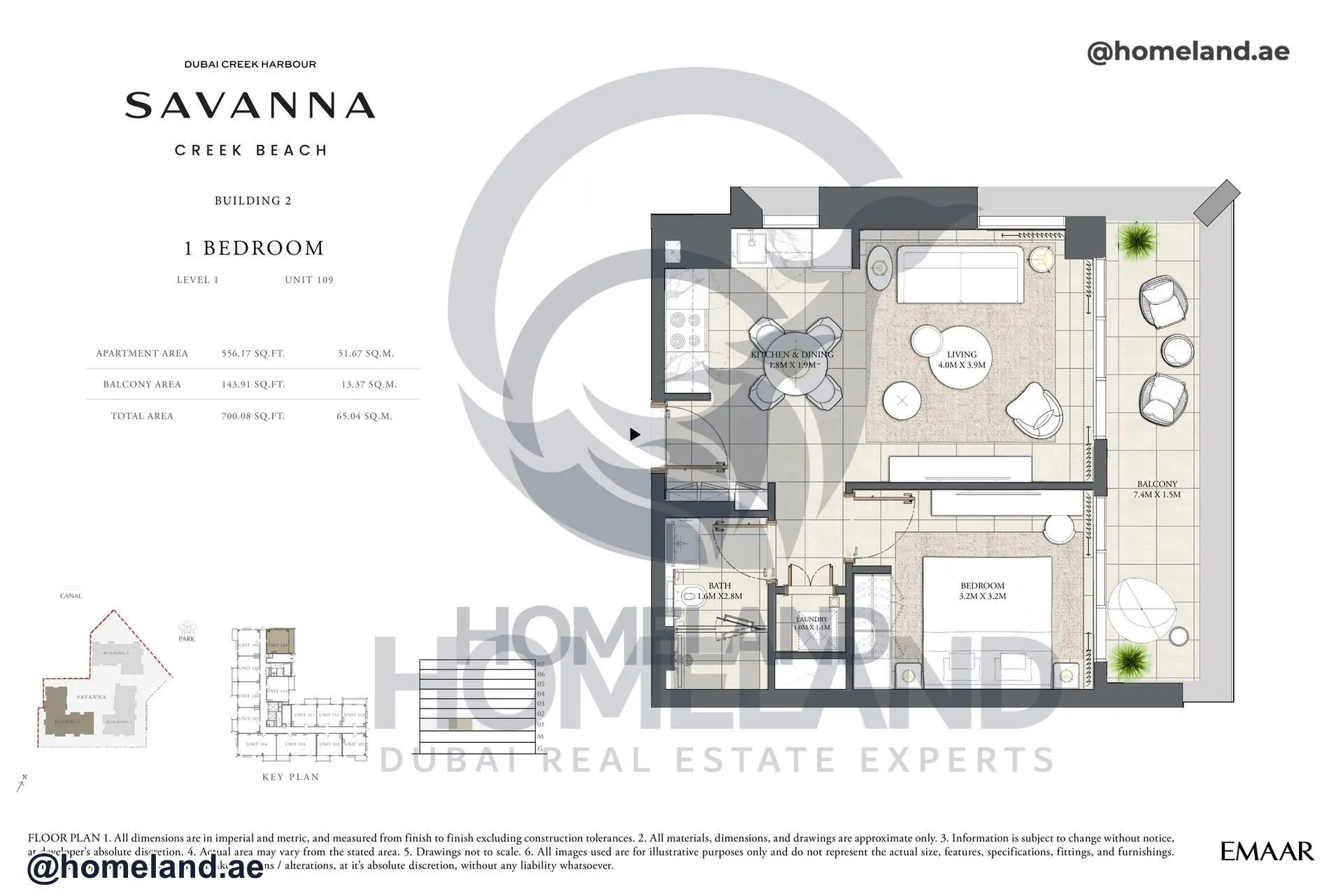 Savanna, Building 2, 1 BR, Level 1, Unit 109, 700 SQFT
