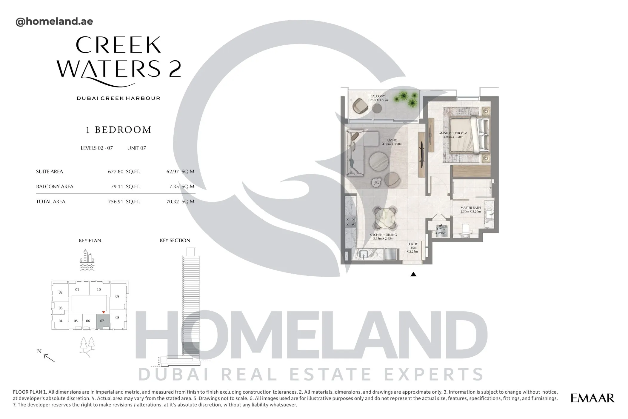 Creek Waters 2, 1BR, Levels 02-07, Unit 07, 756 SQFT