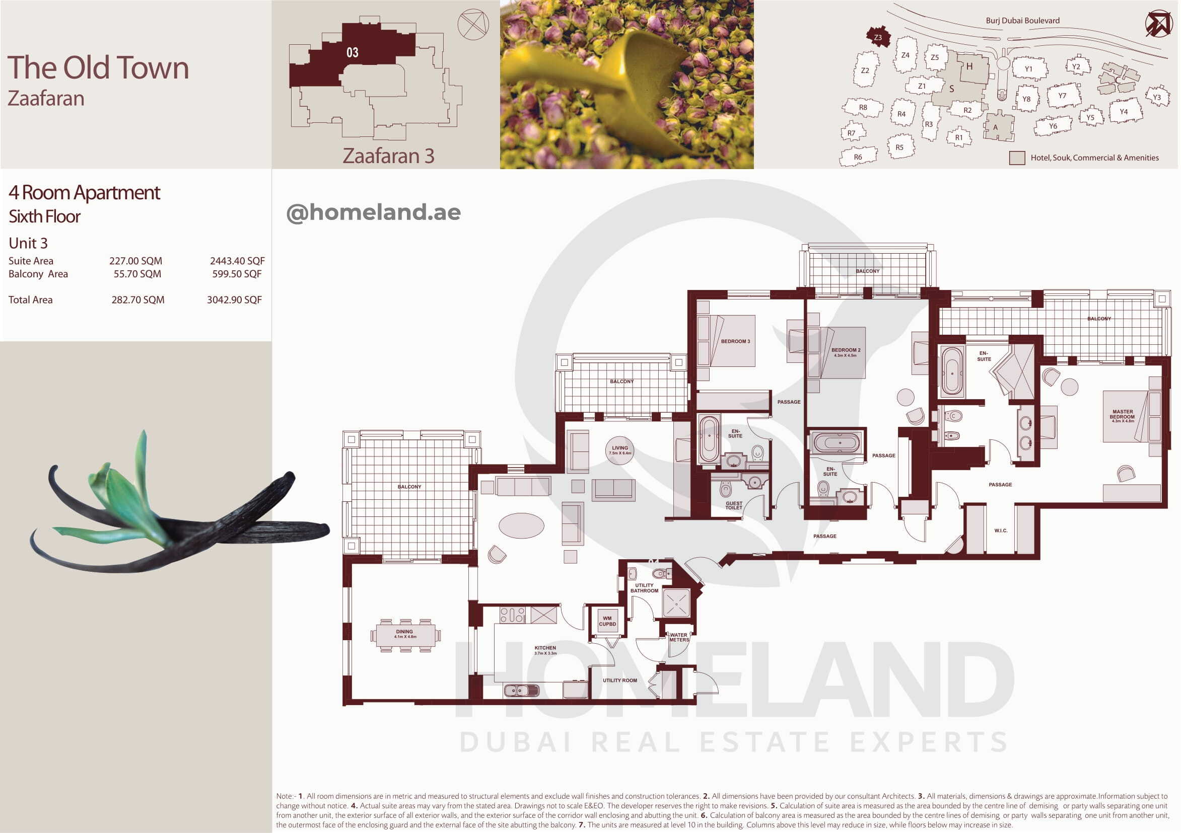 The Old Town Zaafaran 3, Sixth Floor, 4 BR, Unit 3, 3042 SQFT