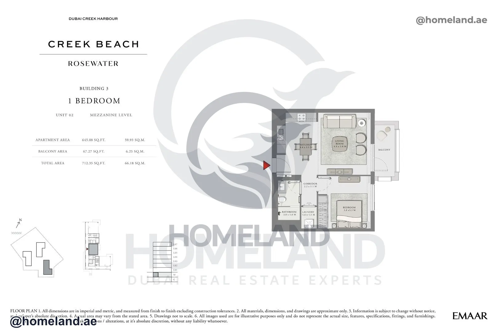 Rosewater, Building 3, 1 BR, Unit 02, Mezzanine Level, 712 SQFT