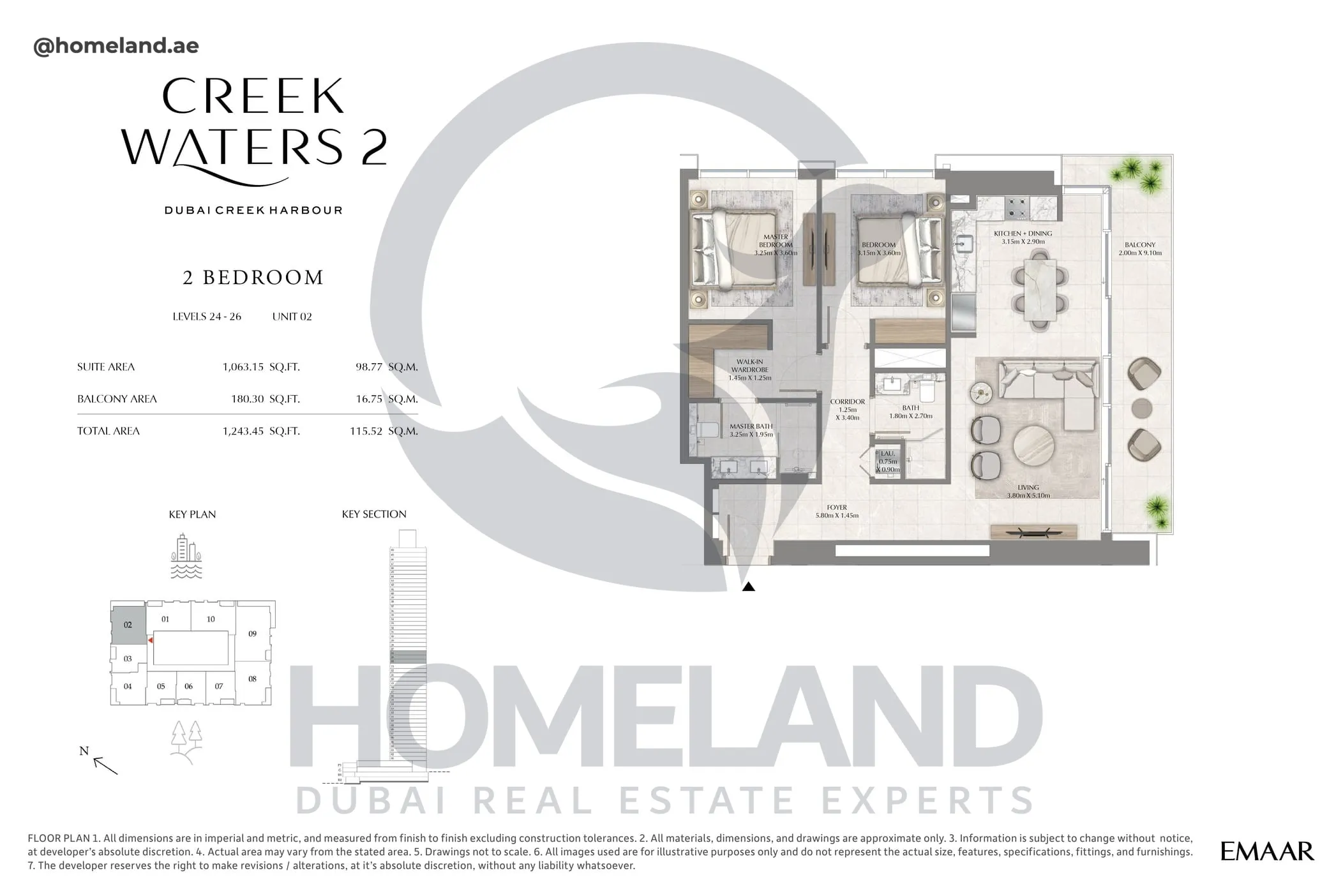 Creek Waters 2, 2BR, Levels 24-26, Unit 02, 1243 SQFT