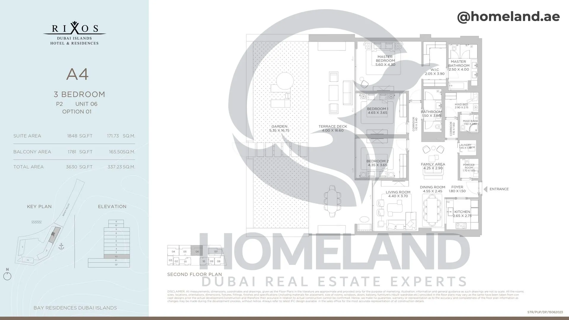 Rixos, A4, 3 BR, P2, Unit 05 Option 2, 3632 SQFT