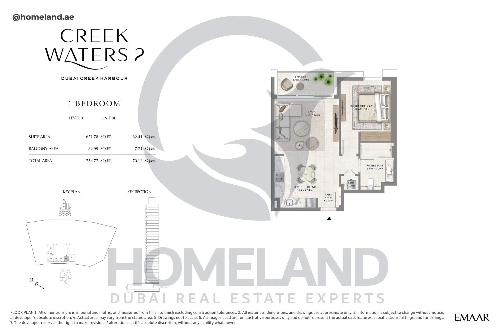 Creek Waters 2, 1BR, Levels 01, Unit 06, 754 SQFT