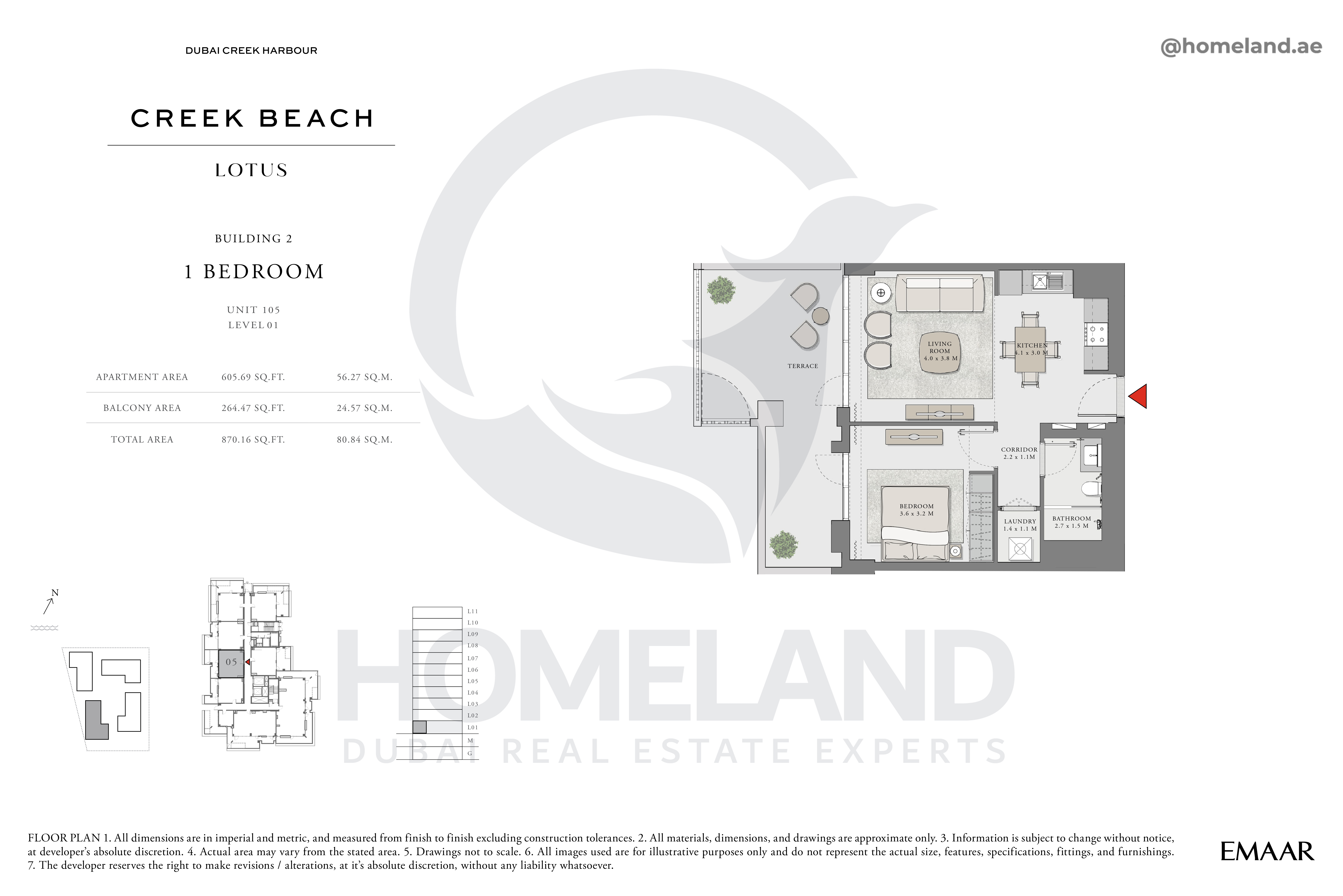 Lotus, 1 BR, Unit 105 Level 1, 870 SQFT