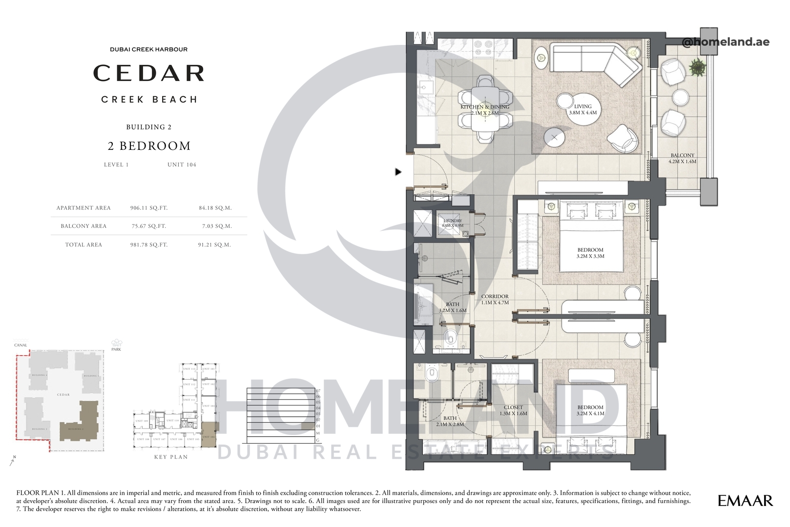 Cedar, Building 2, 2 BR, Level 1, Unit 104, 981 SQFT