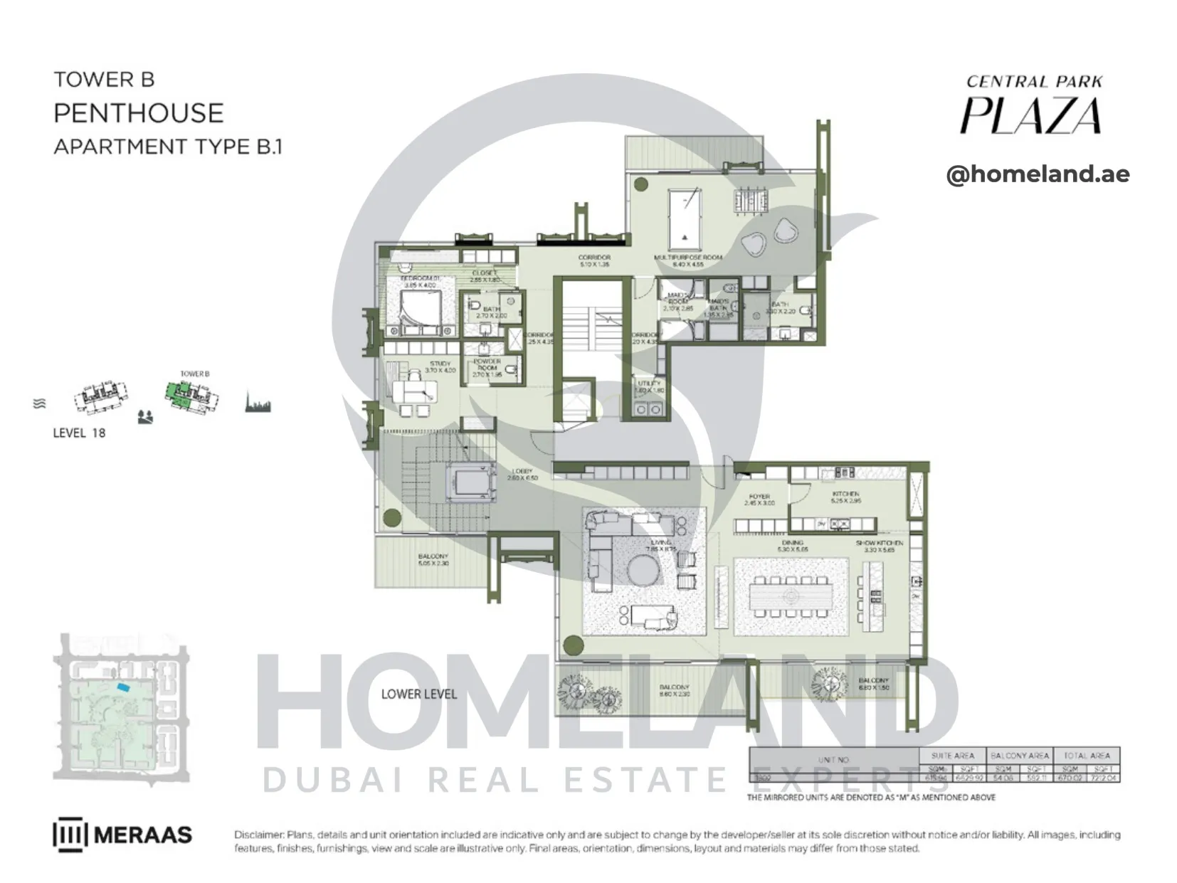 Central Park Plaza, Tower B, Penthouse, Type B.1, Level 18, 7112 SQFT