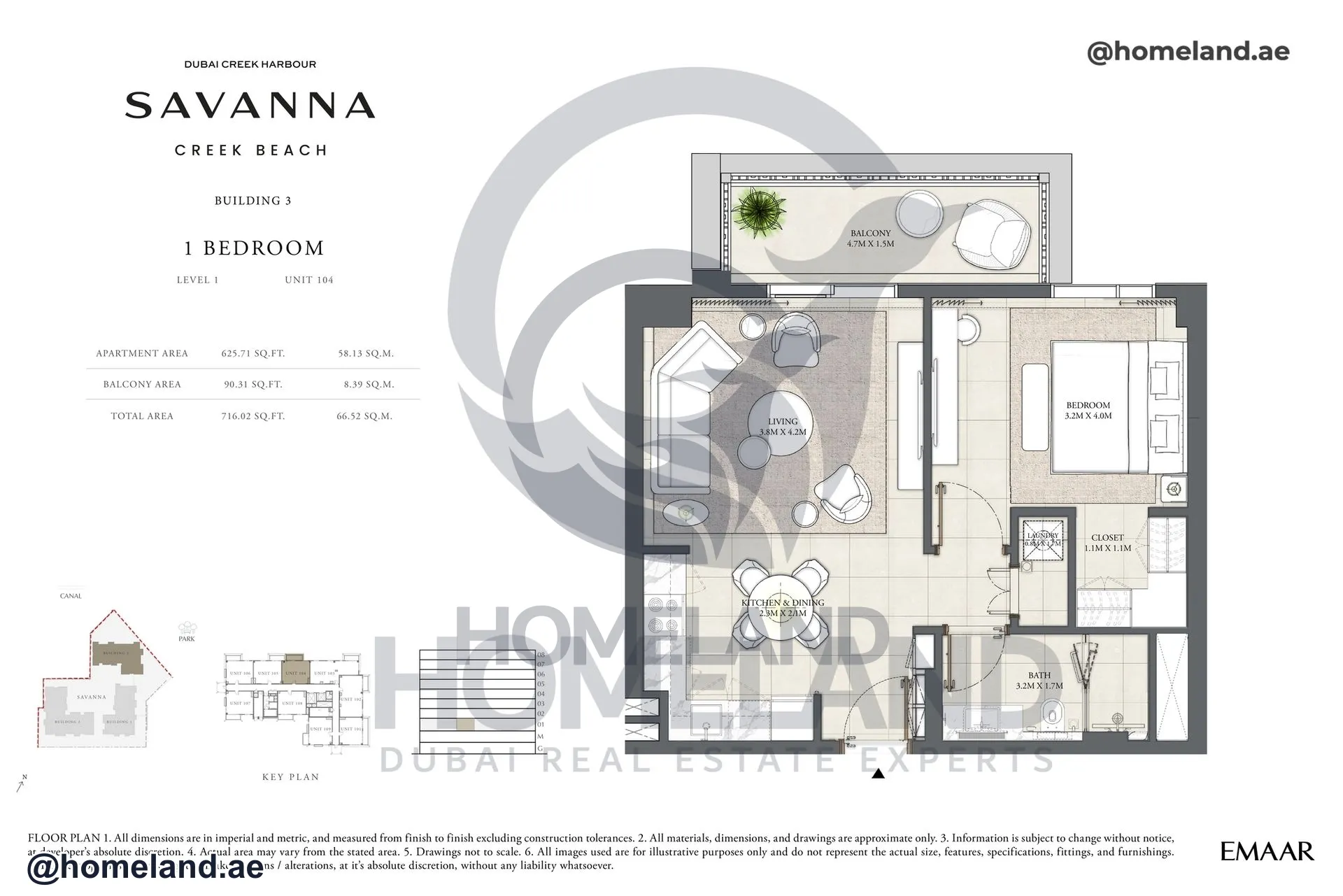 Savanna, Building 3, 1 BR, Level 1, Unit 104, 716 SQFT