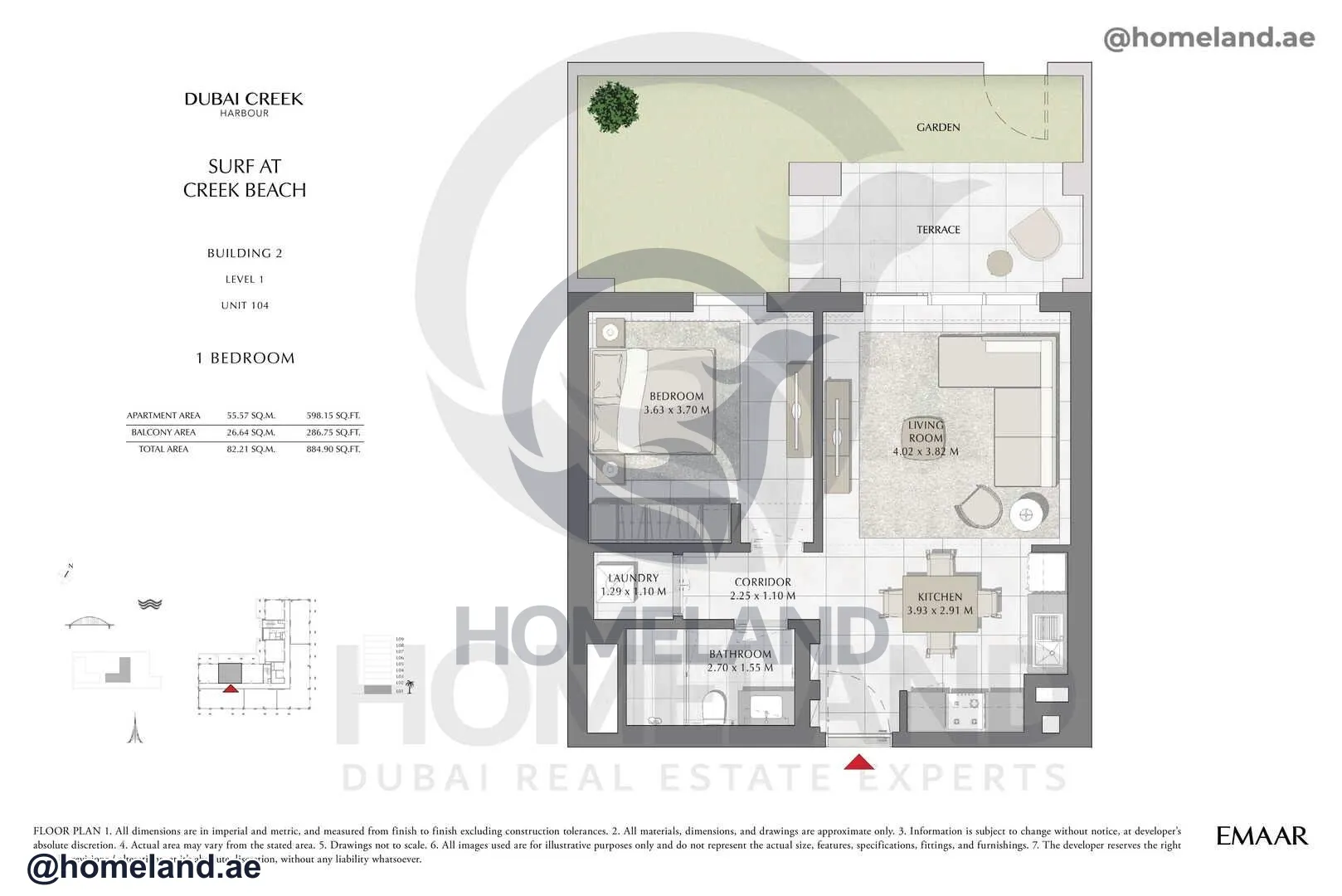 Surf, Building 2, Level 1, Unit 104, 1 BR, 884 SQFT