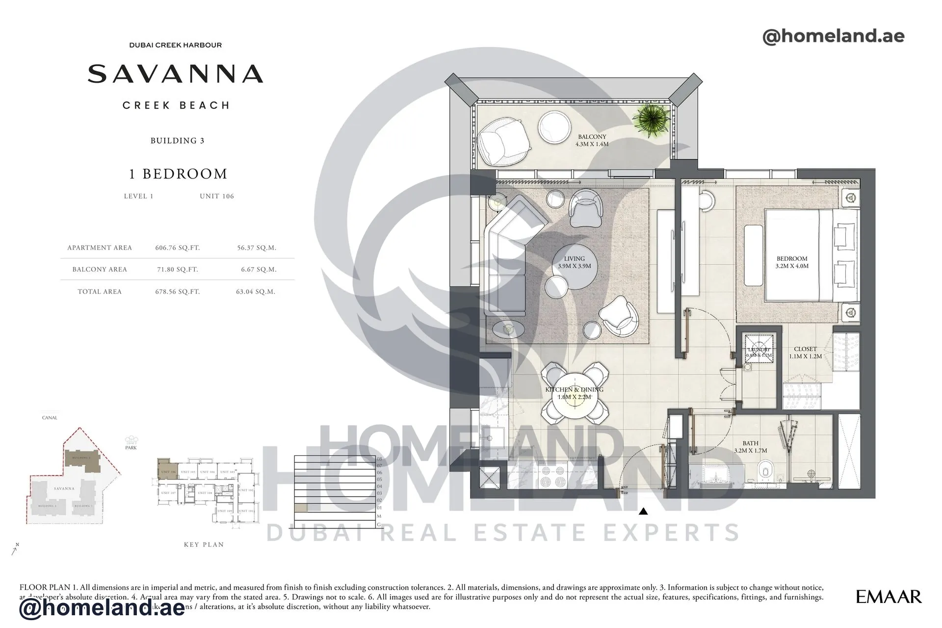 Savanna, Building 3, 1 BR, Level 1, Unit 106, 678 SQFT