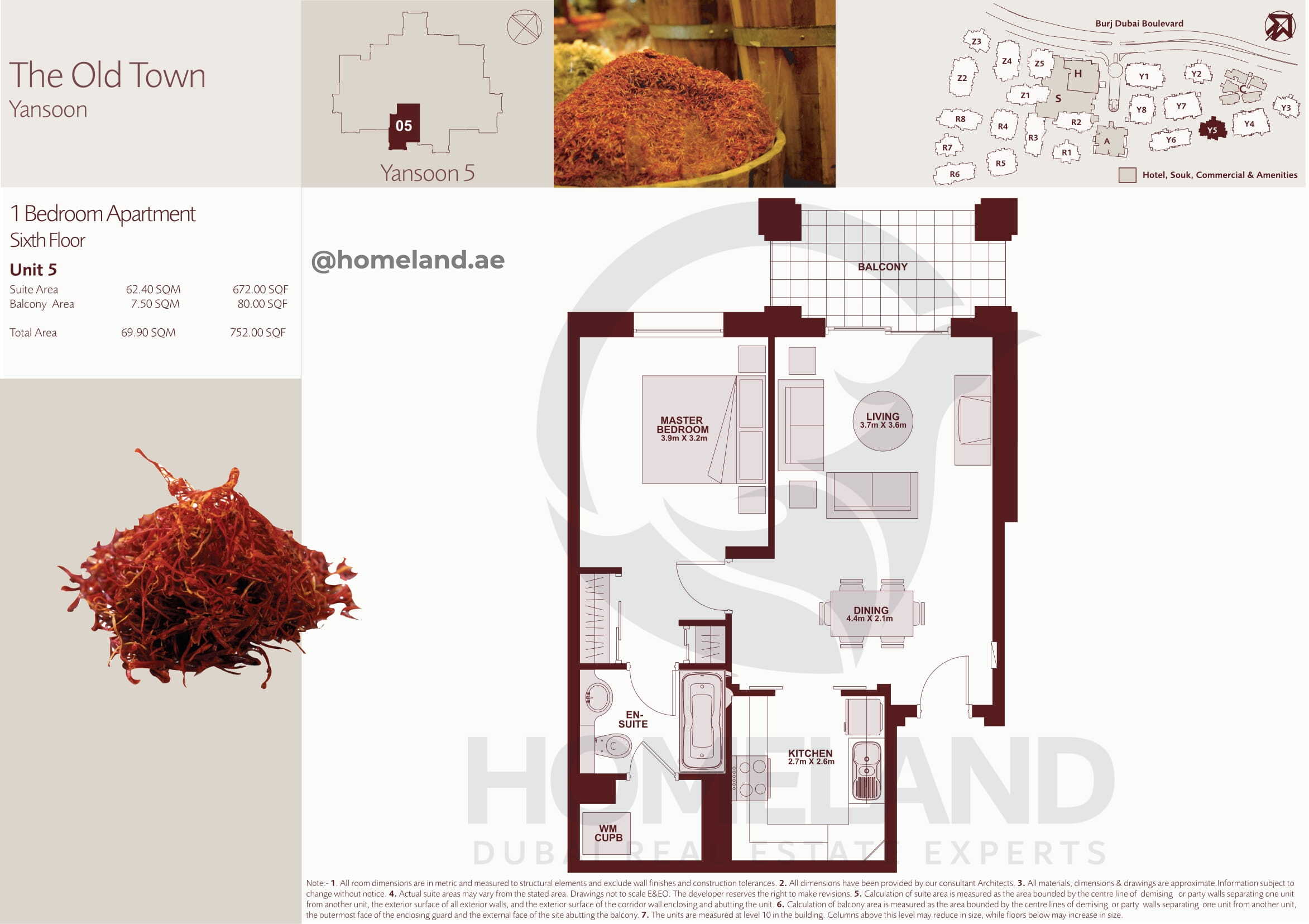 The Old Town Yansoon 5, Sixth Floor, 1 BR, Unit 5, 752 SQFT