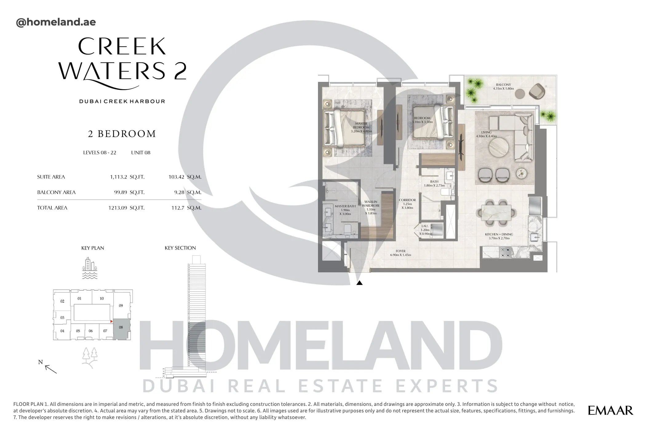 Creek Waters 2, 2BR, Levels 08-22, Unit 08, 1213 SQFT