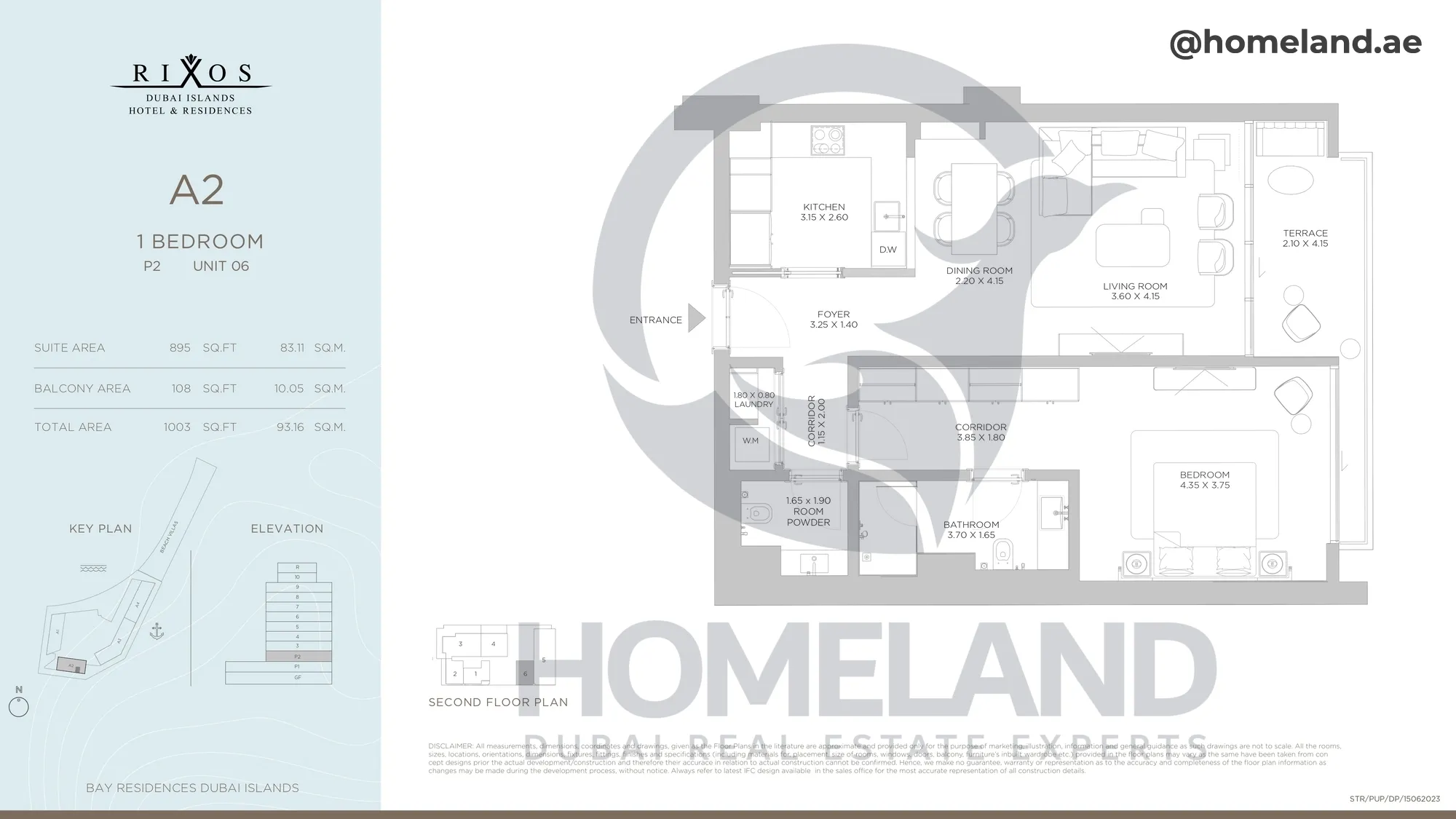 Rixos, A2, 1 BR, P2, Unit 06, 1003 SQFT