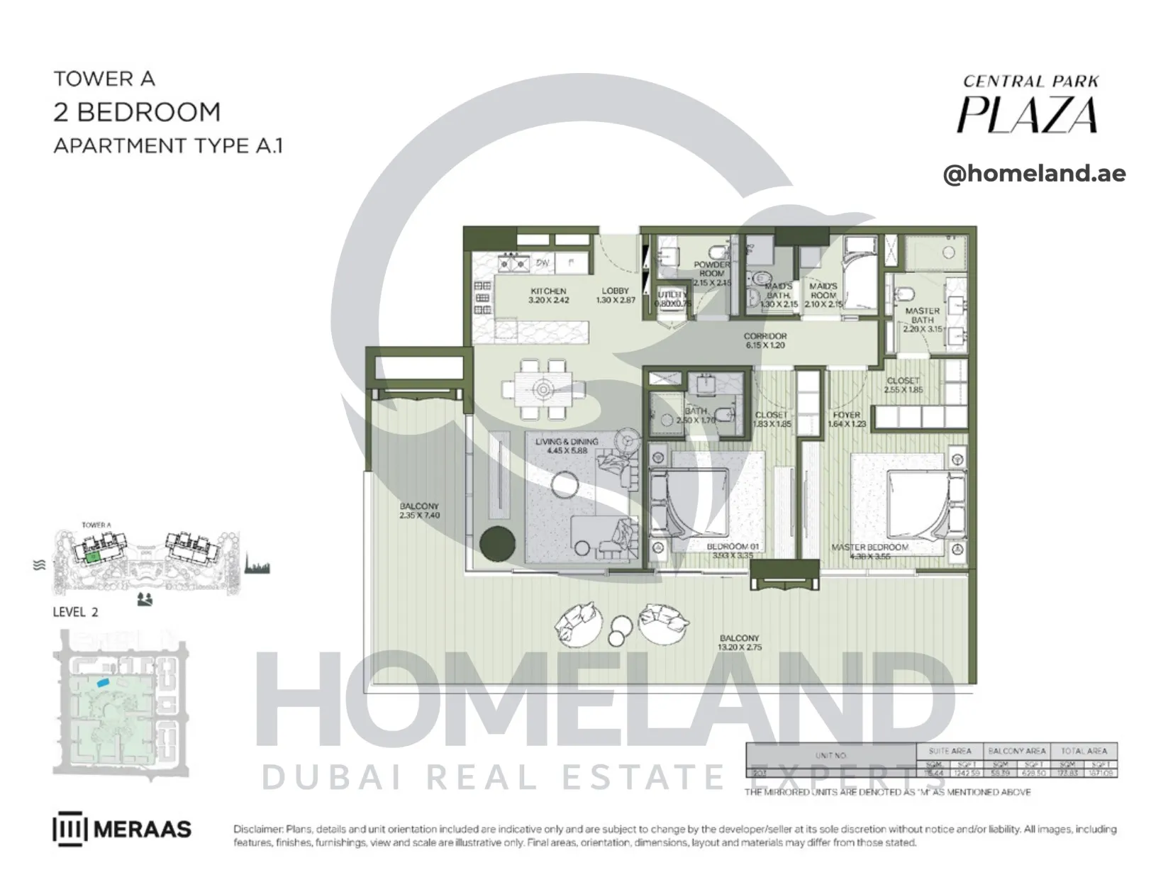 Central Park Plaza, Tower A, 2 BR, Type A.1, Level 2, 1871 SQFT