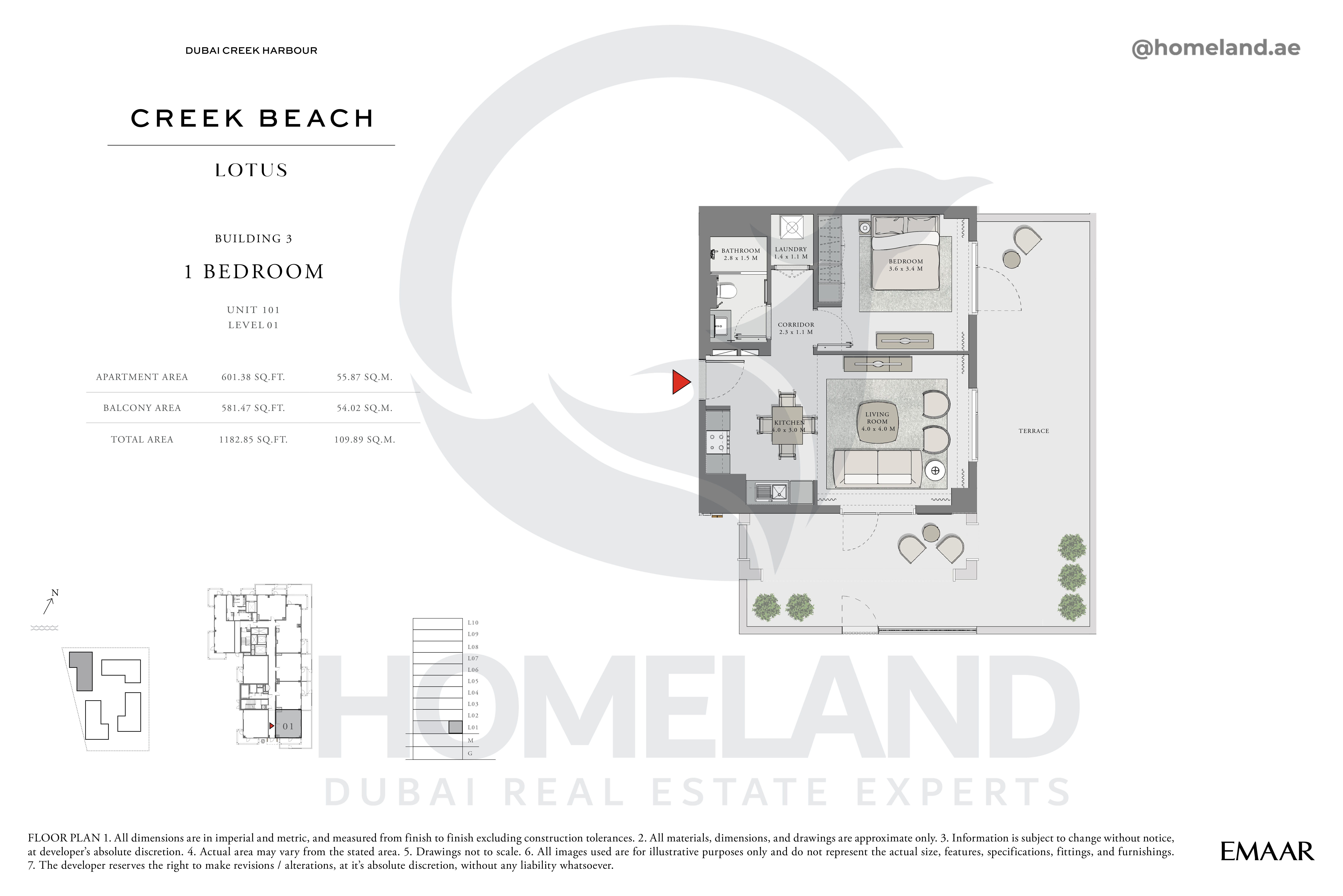 Lotus, 1 BR, Unit 101, Level 1, 1182 SQFT