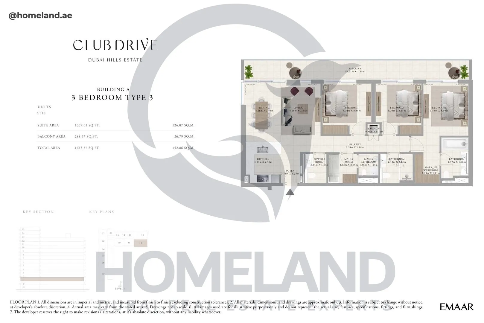 Club Drive, Buidling A, 3 BR, Type 3, 1645 SQFT