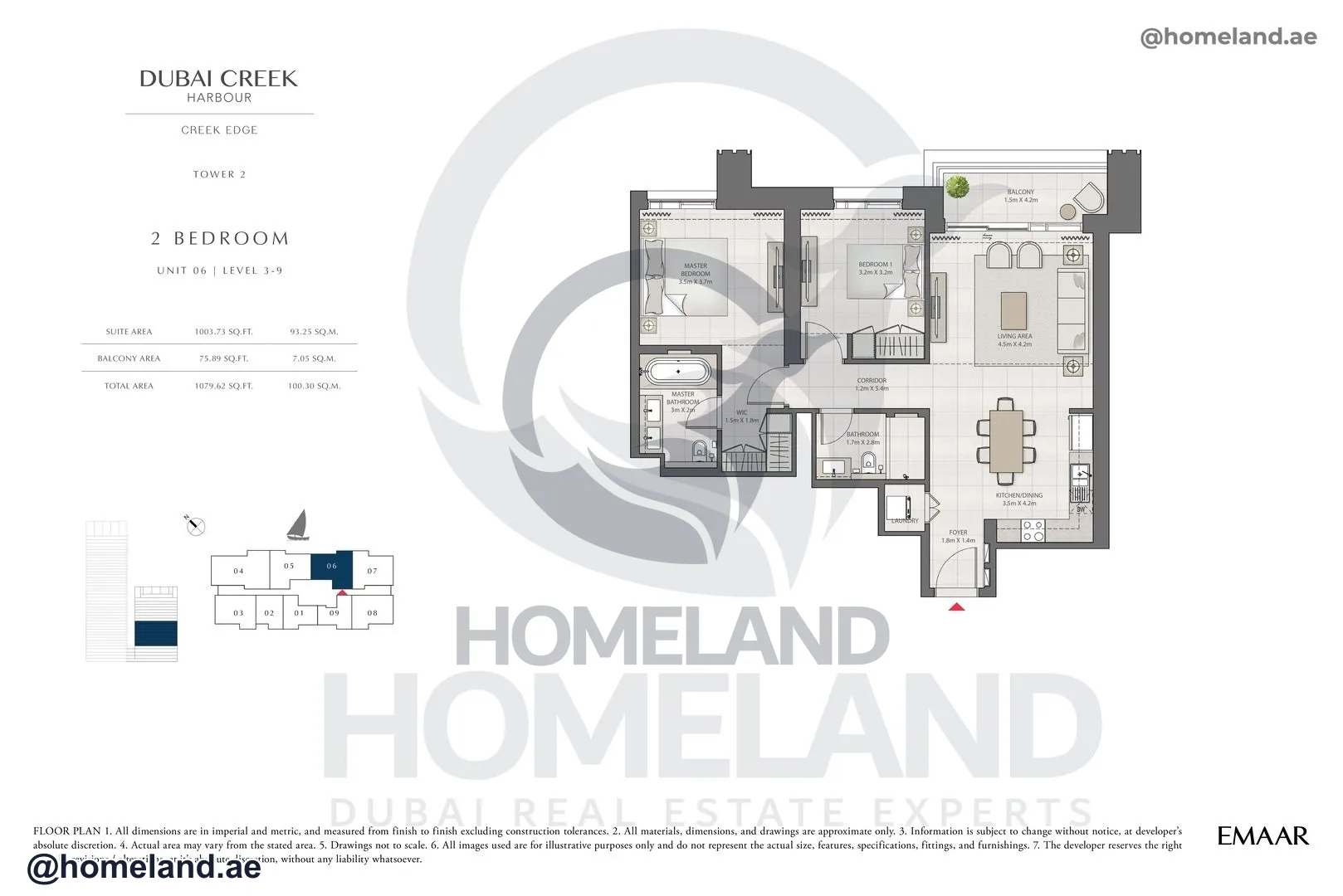 Creek Edge, Tower 2, 2 BR, Unit 06, Level 3-9, 1079 SQFT
