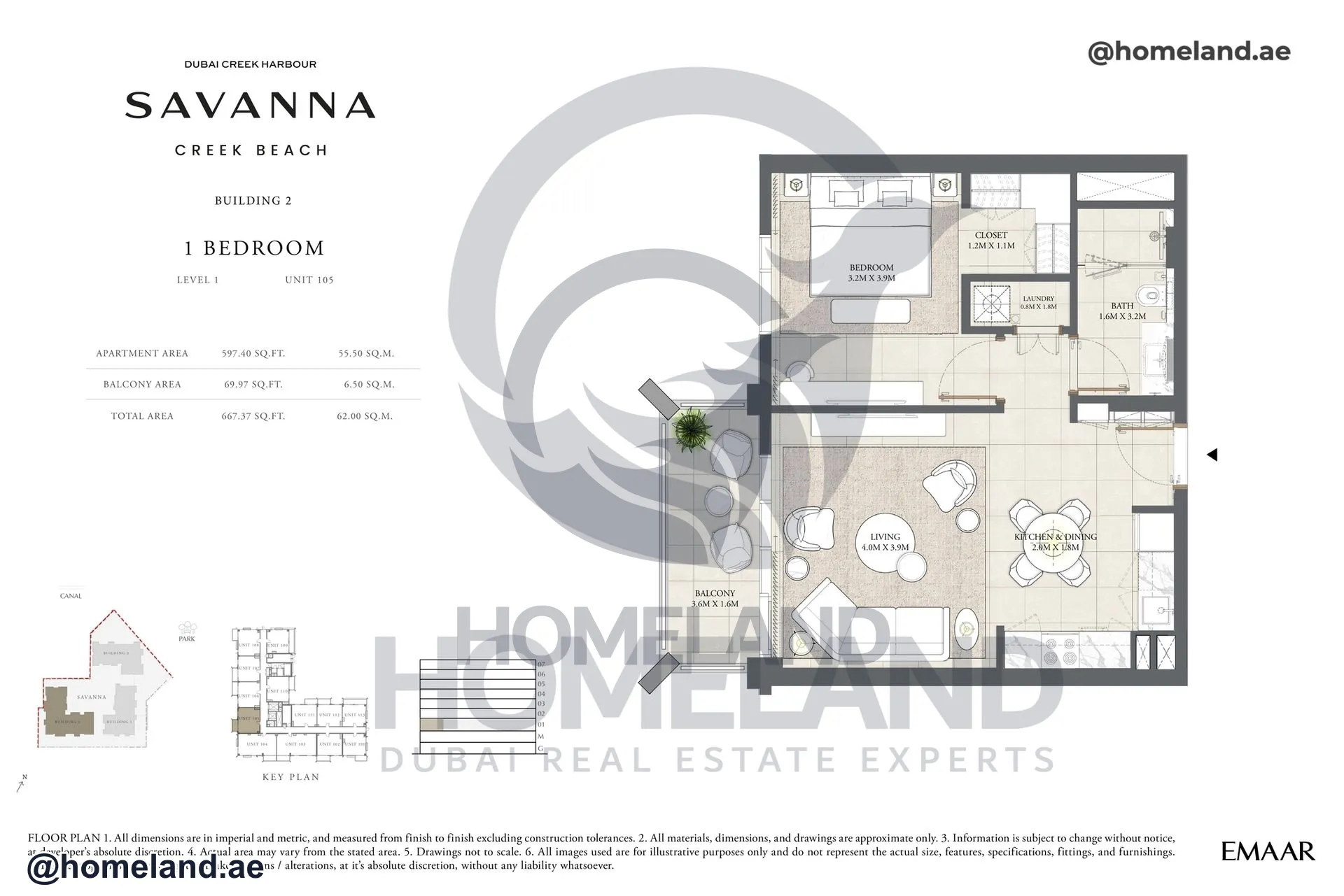 Savanna, Building 2, 1 BR, Level 1, Unit 105, 667 SQFT