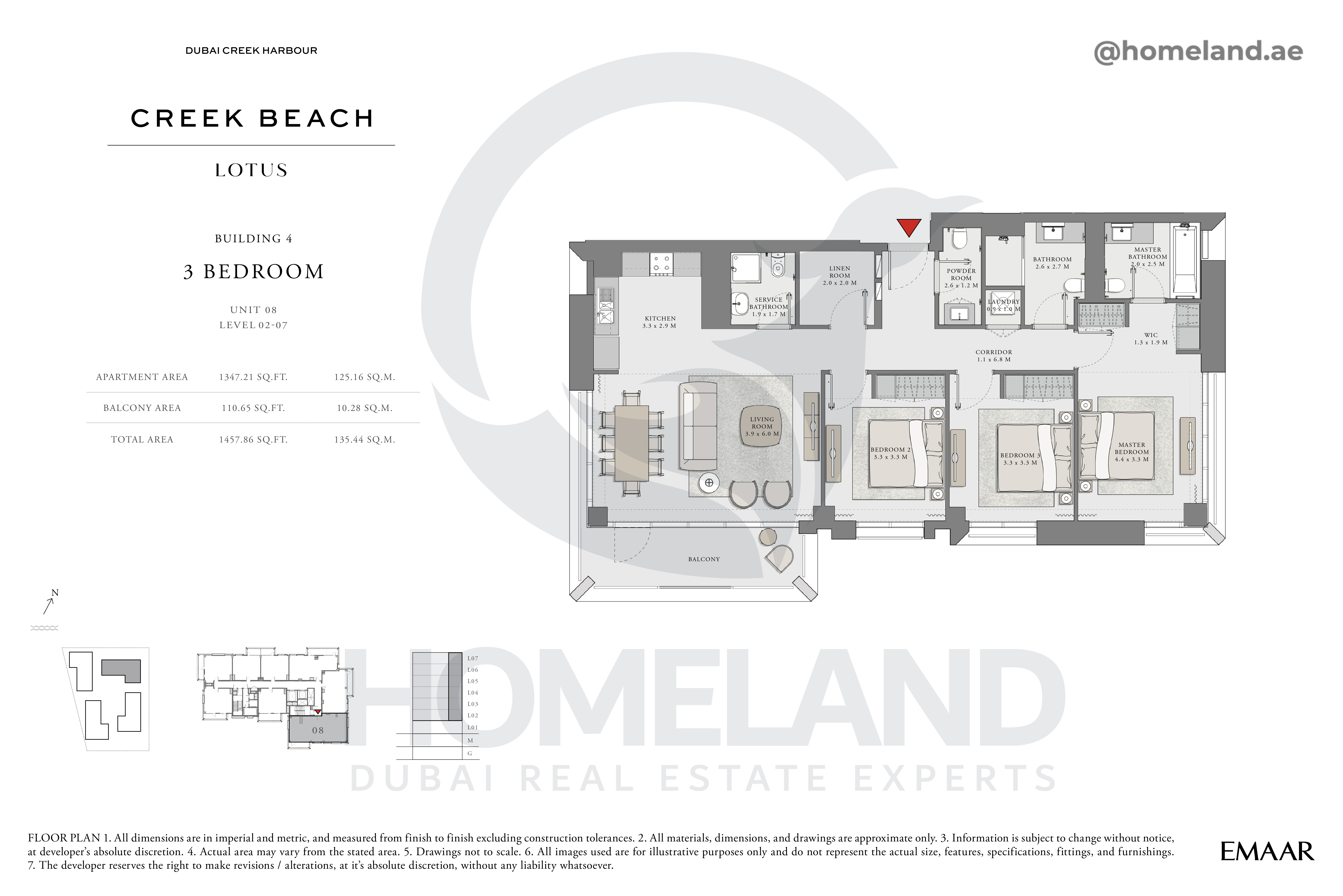 Lotus, 3 BR, Unit 08, Level 2-7, 1457 SQFT