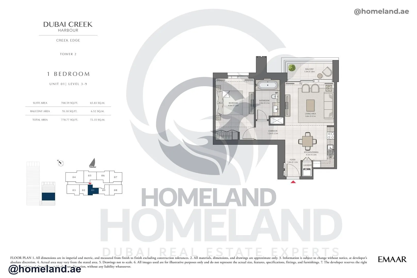 Creek Edge, Tower 2, 1 BR, Unit 01, Level 3-9, 778 SQFT