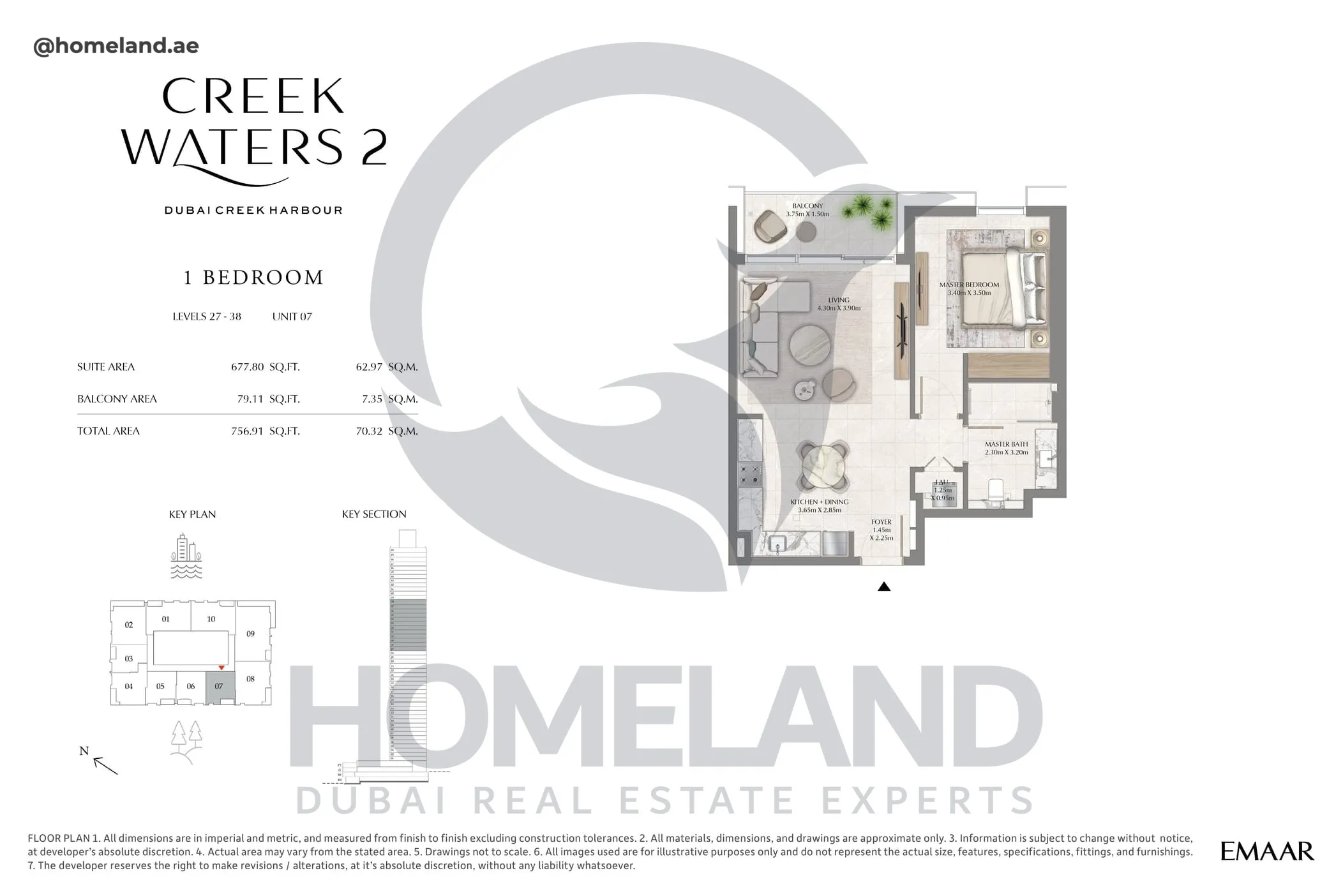 Creek Waters 2, 1BR, Levels 27-38, Unit 07, 756 SQFT