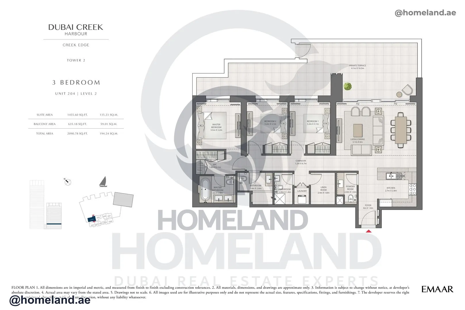 Creek Edge, Tower 2, 3 BR, Unit 204, Level 2, 2090 SQFT