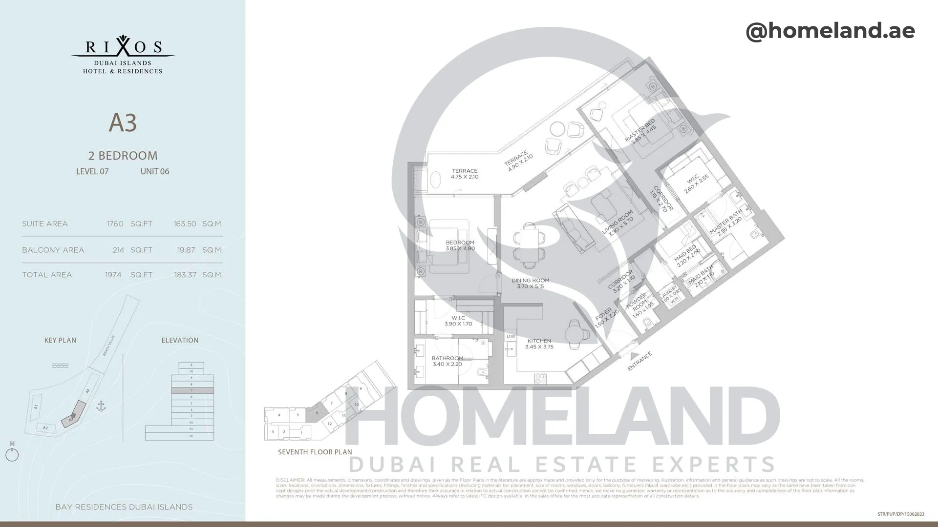 Rixos, A3, 2 BR, Level 7, Unit 06, 1974 SQFT