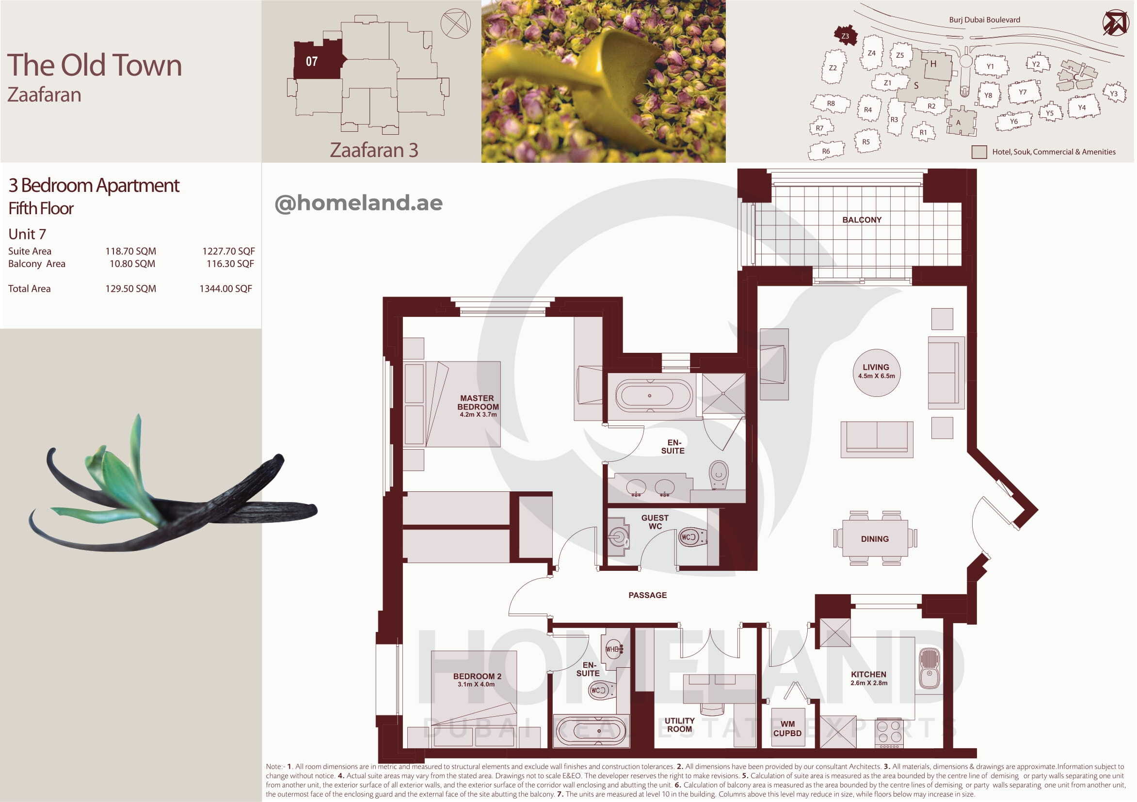 The Old Town Zaafaran 3, Fifth Floor, 3 BR, Unit 7, 1344 SQFT