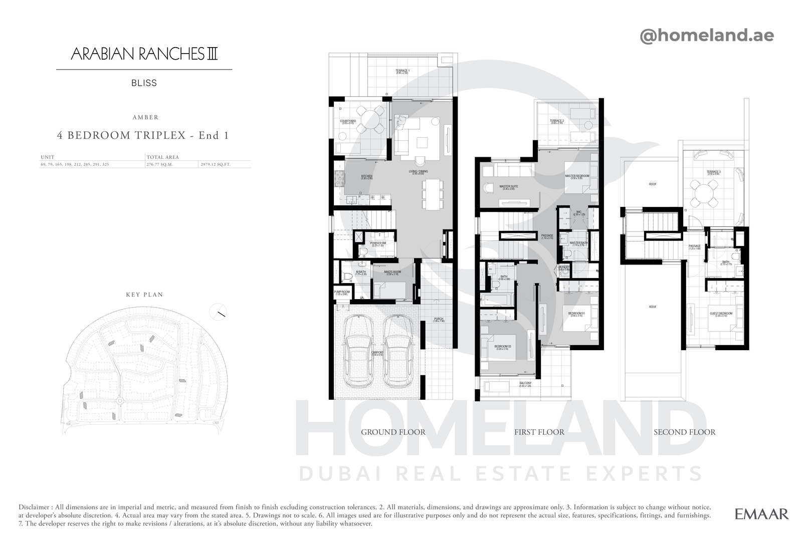 Bliss, Amber, 4 BR Triplex - End 1, 2979 SQFT